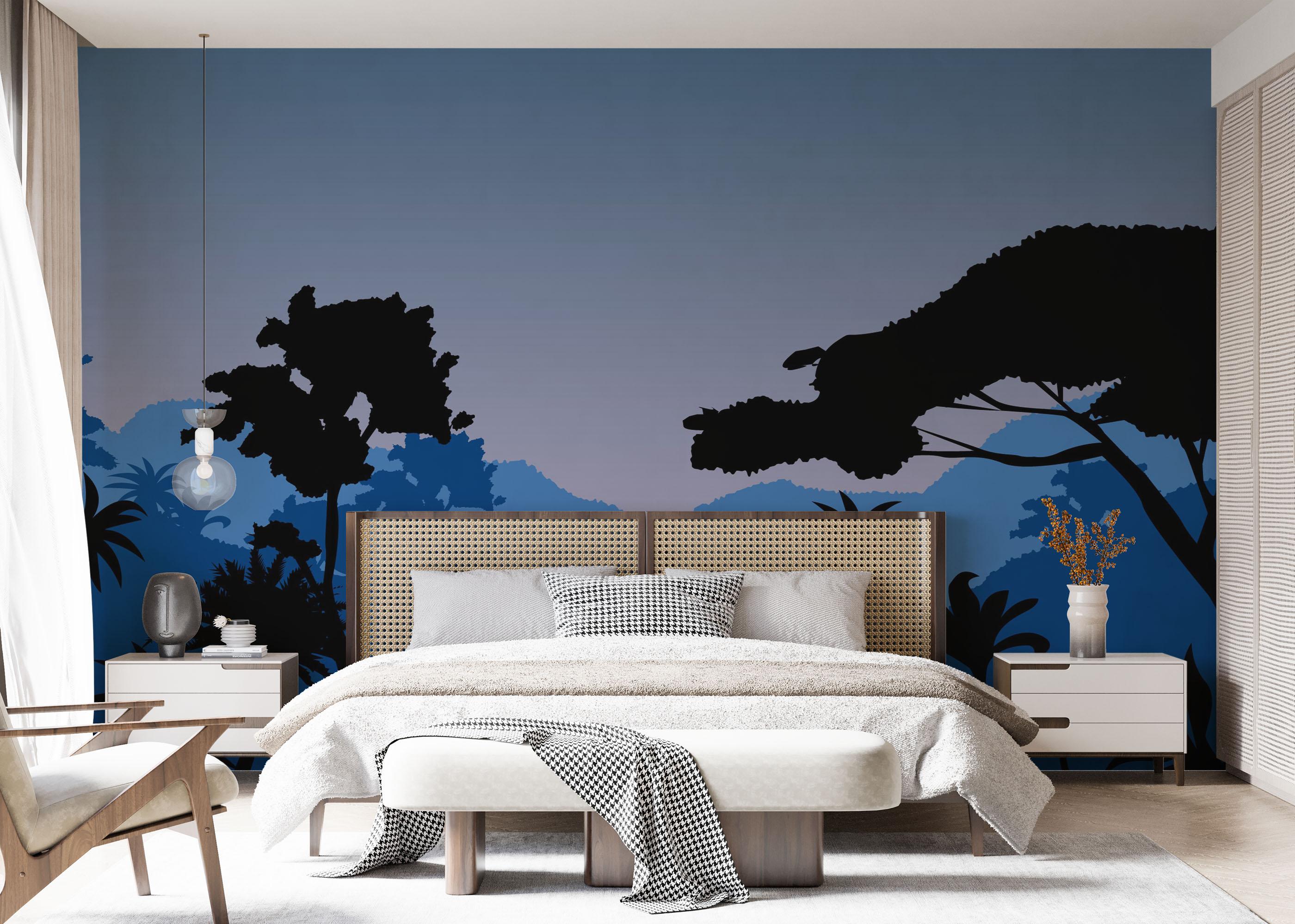 Fototapet Jungle Blue Black mockup 7