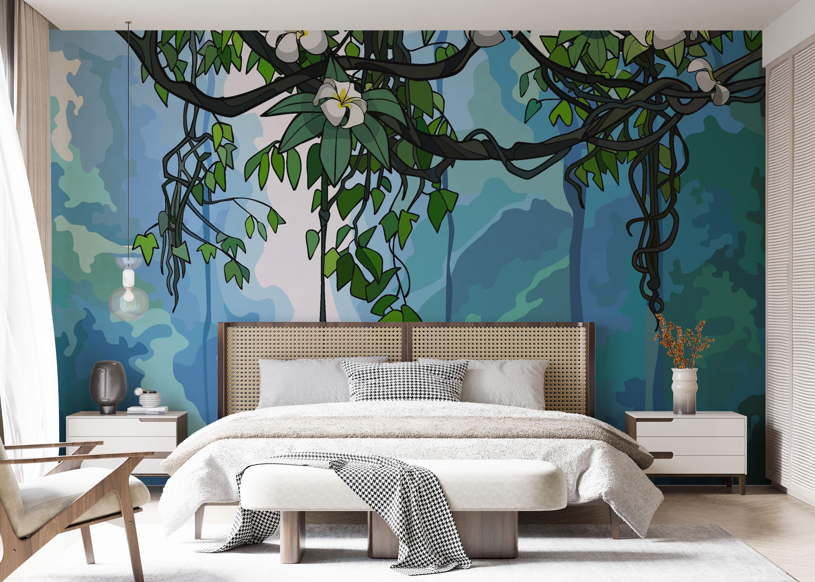 Fototapet Jungle Falling Flower mockup 7