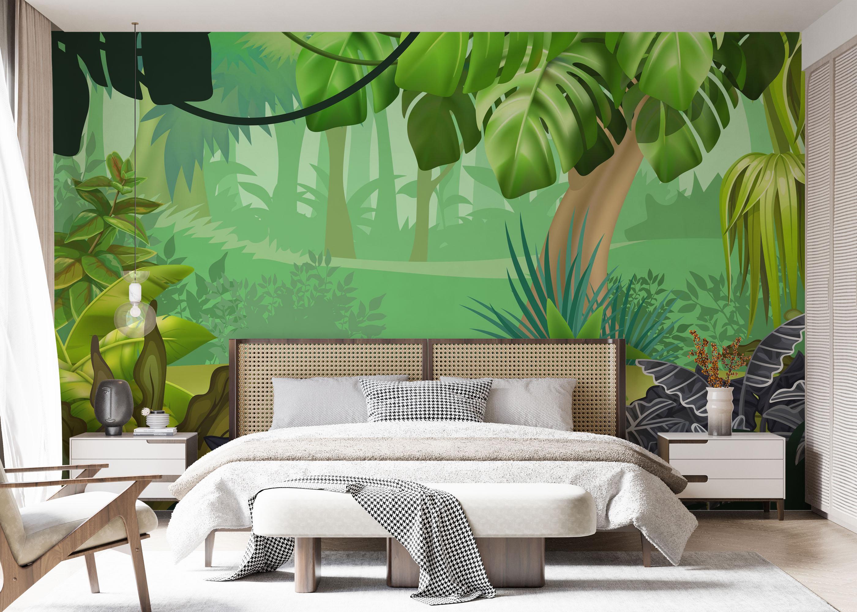 Fototapet Jungle Green Grey mockup 7