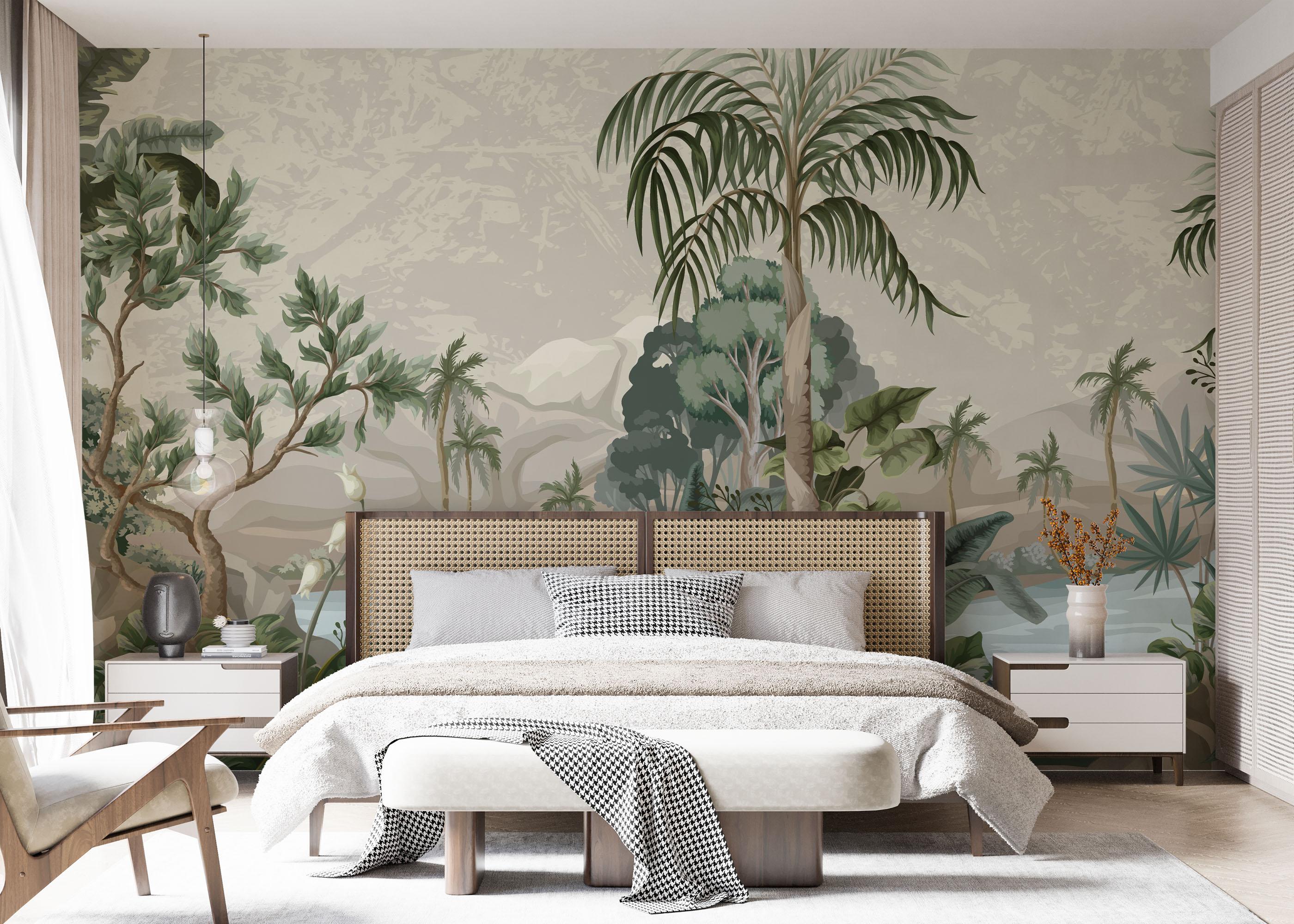 Fototapet Jungle Palm Lake mockup 7