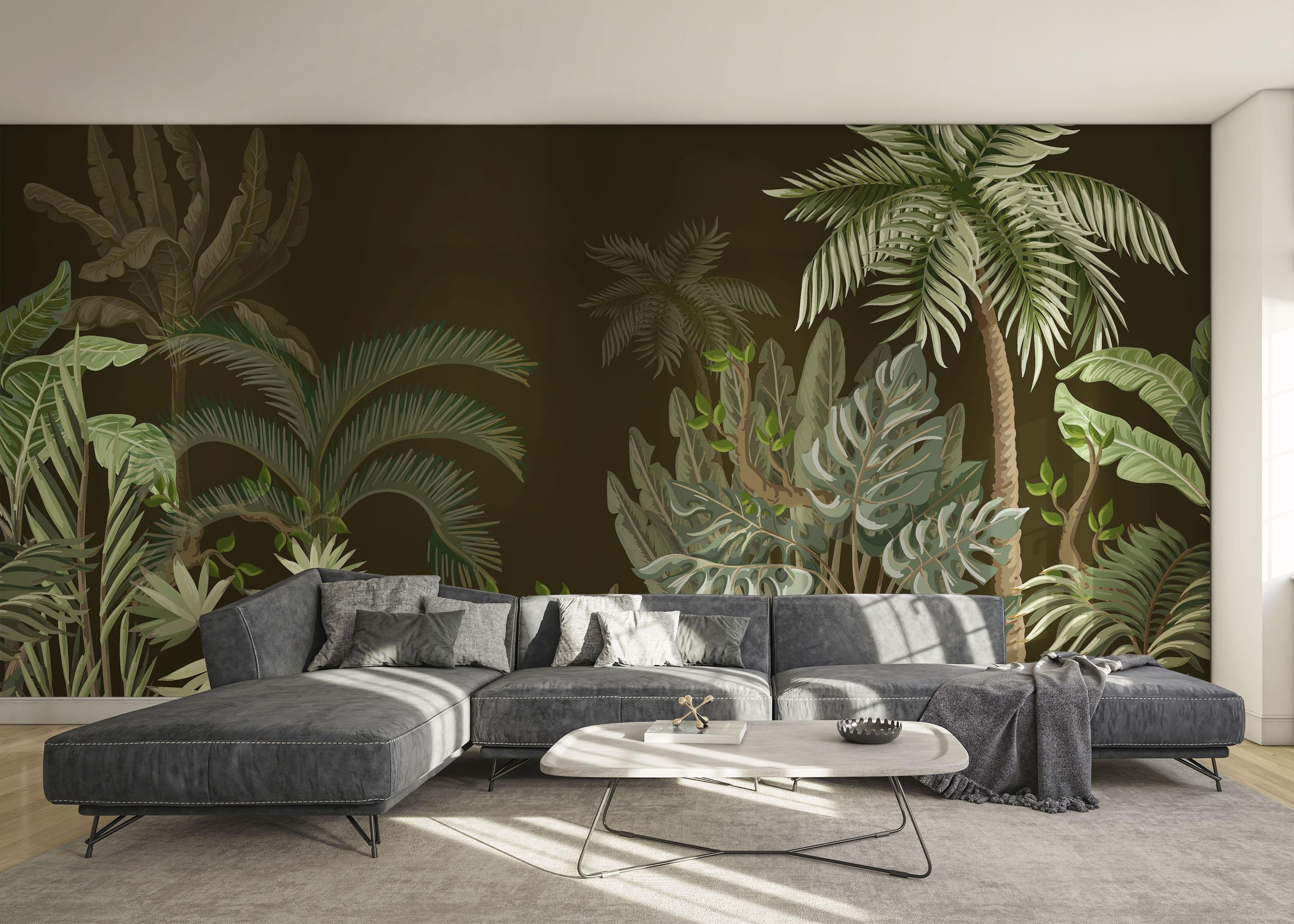 Fototapet Black Green Jungle mockup 0