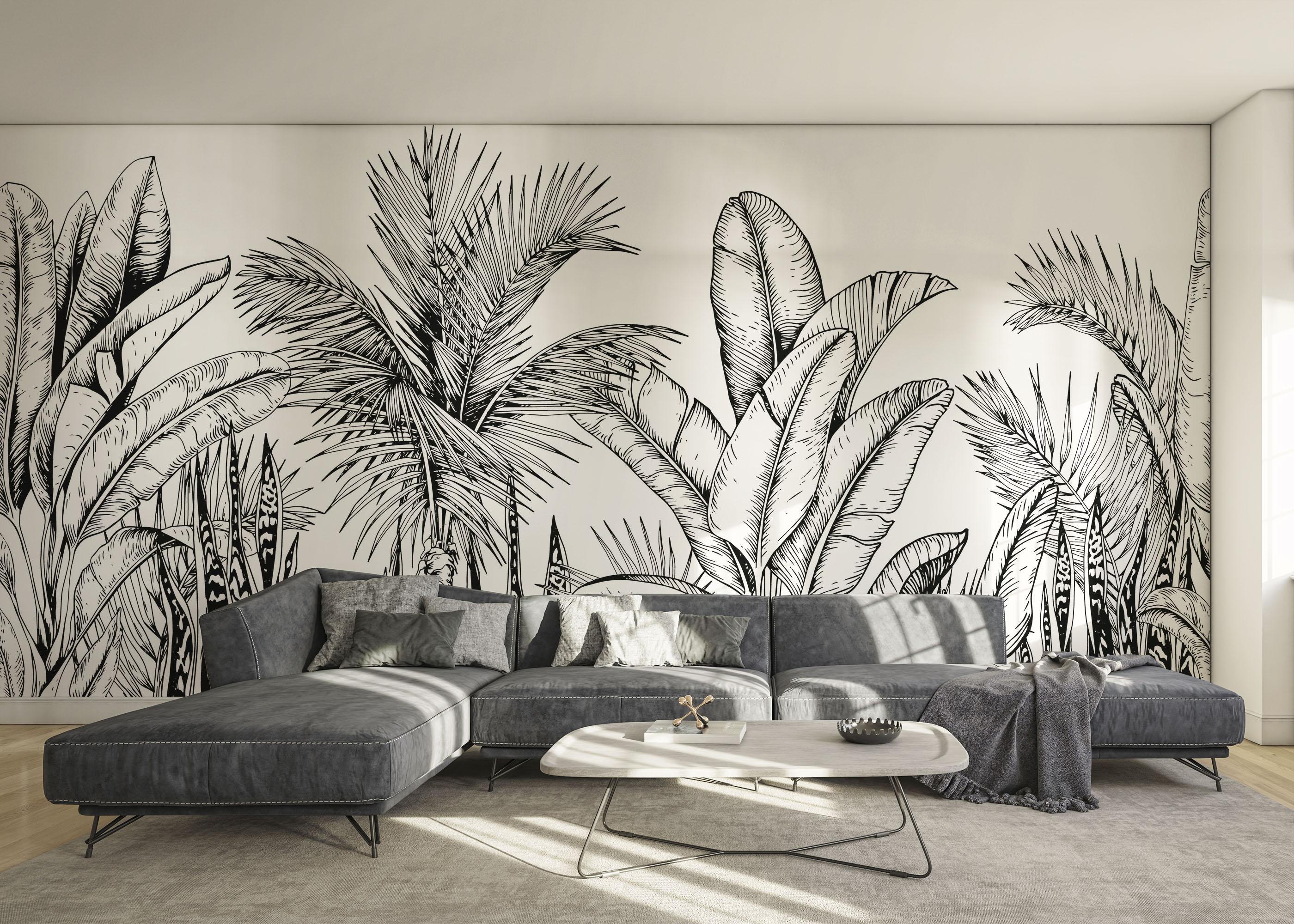 Fototapet Black White Jungle mockup 0