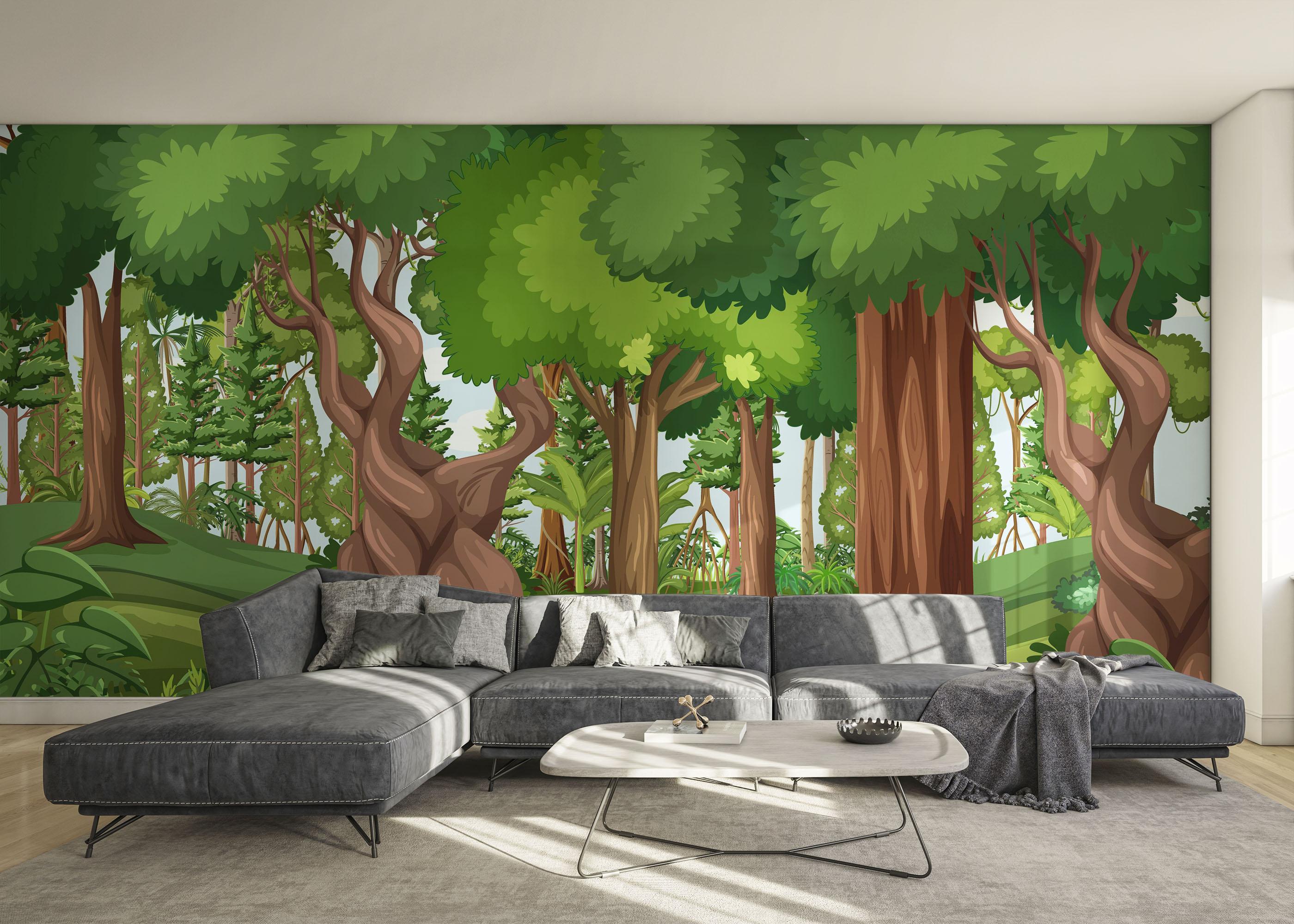 Fototapet Cantoon Jungle Tree mockup 0