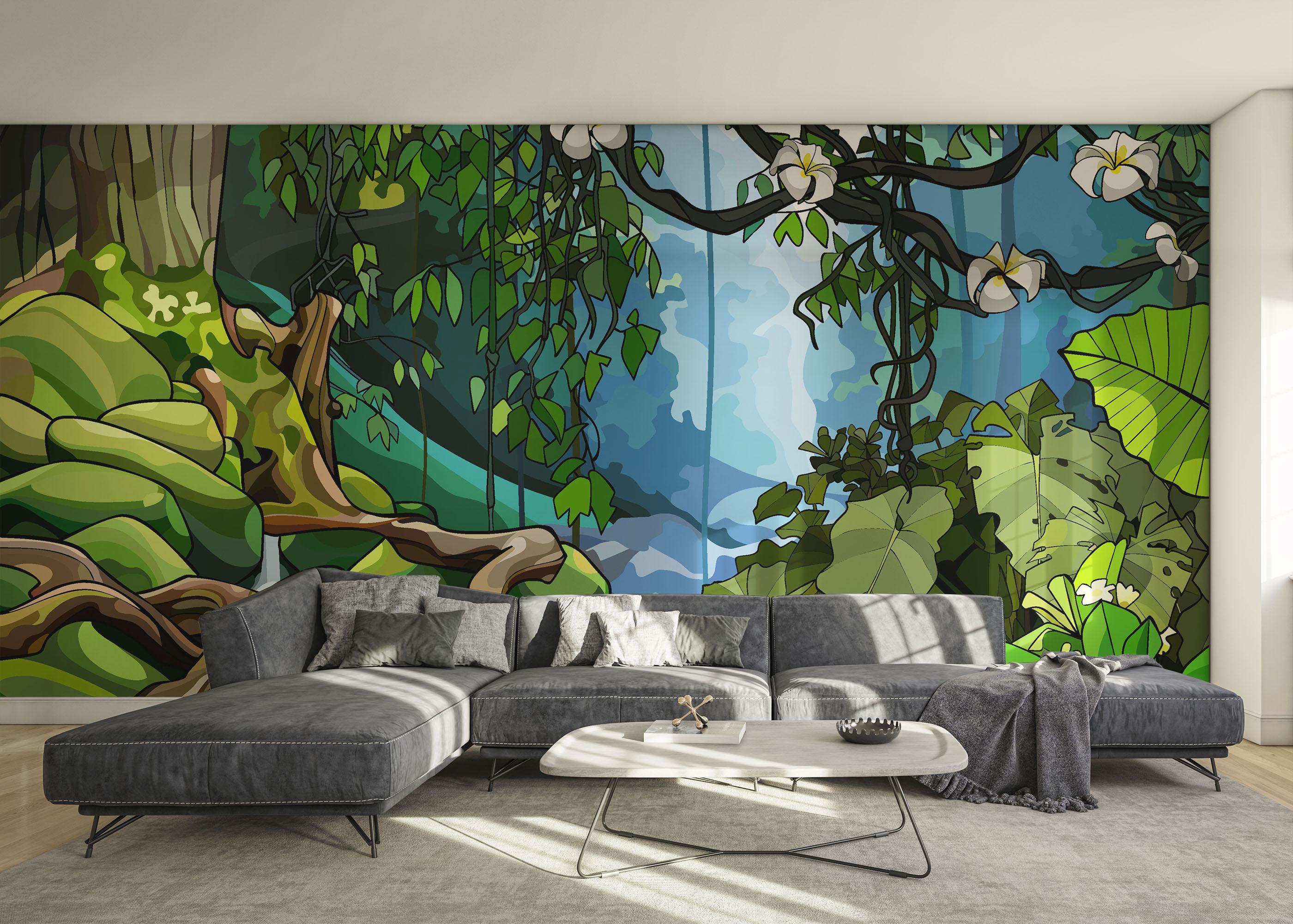 Fototapet Cartoon Jungle Art mockup 0