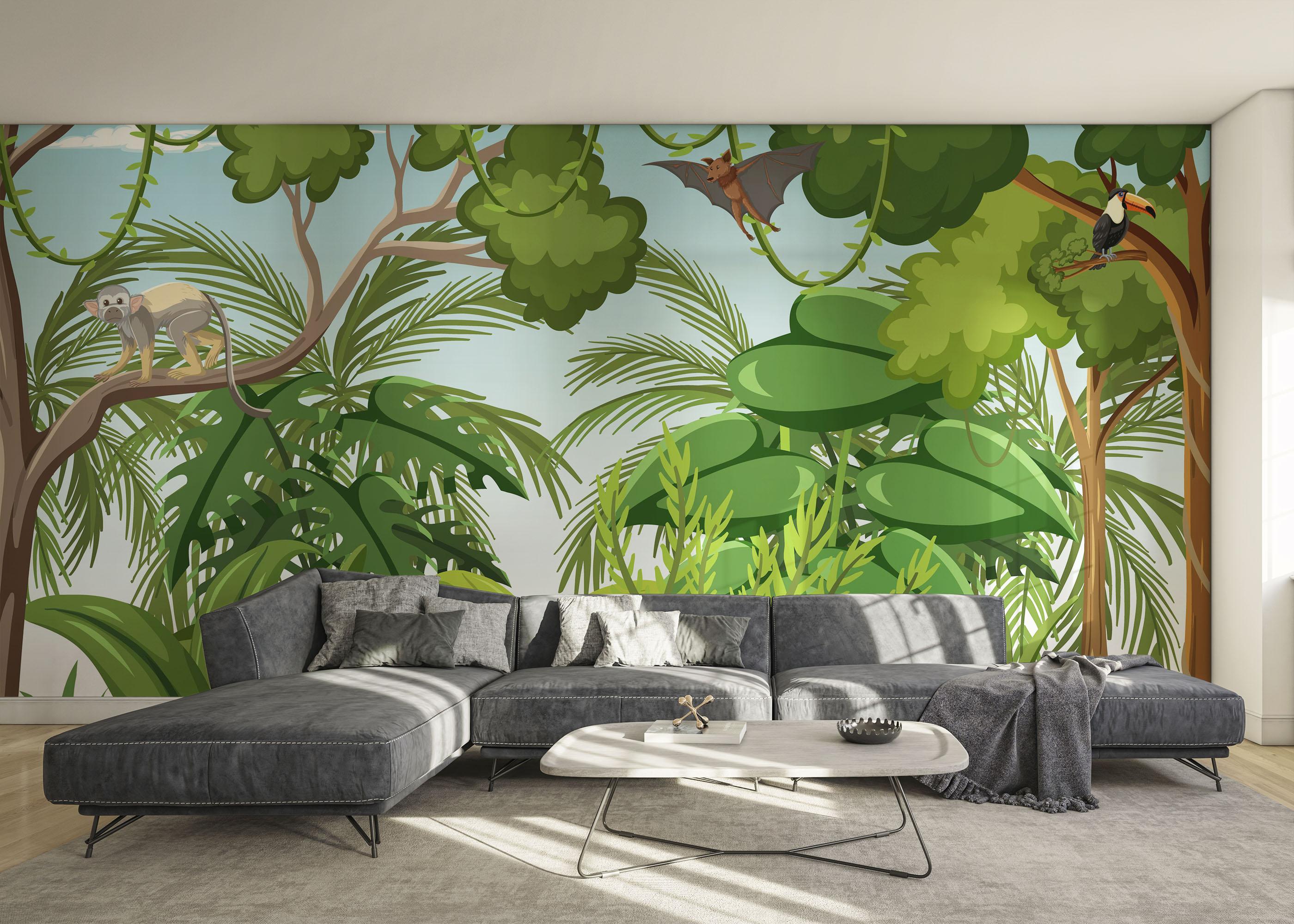 Fototapet Cartoon Tree Animal mockup 0