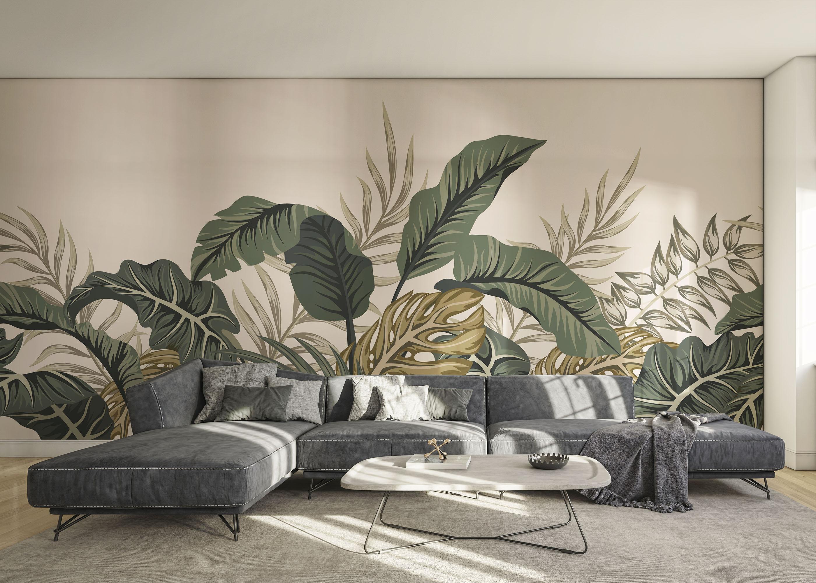 Fototapet Cream Green Jungle mockup 0