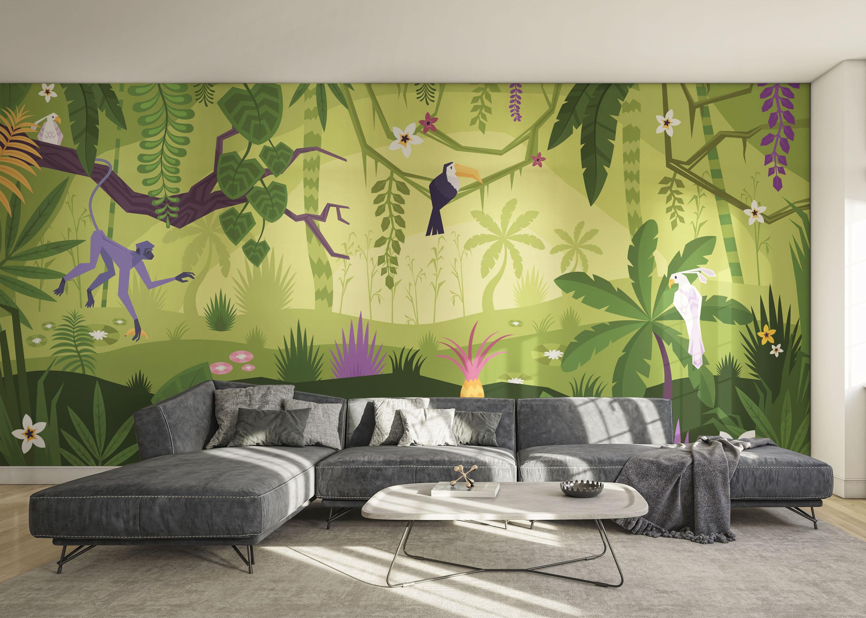 Fototapet Cute Jungle Art mockup 0