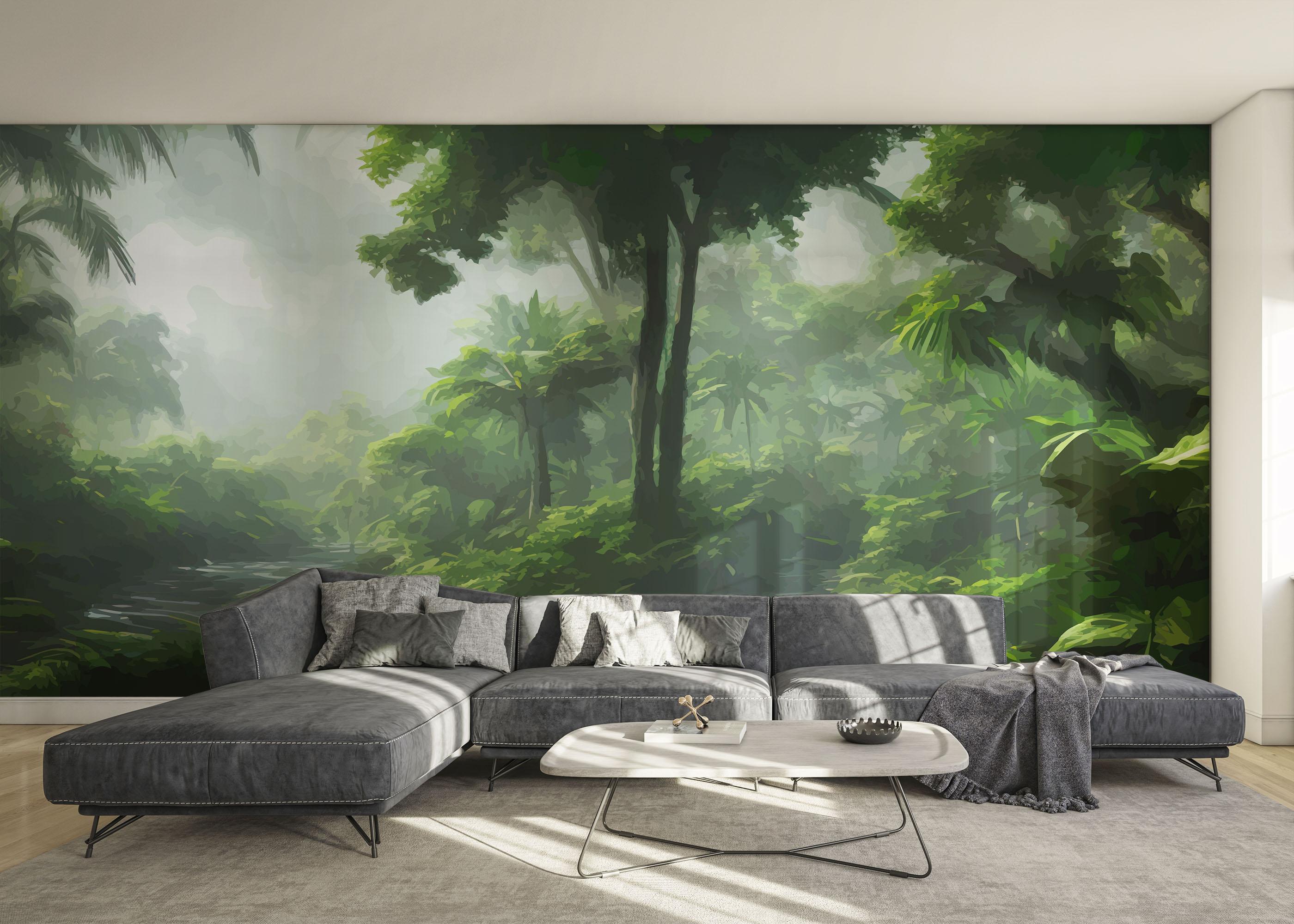 Fototapet Foggy Day Jungle mockup 0