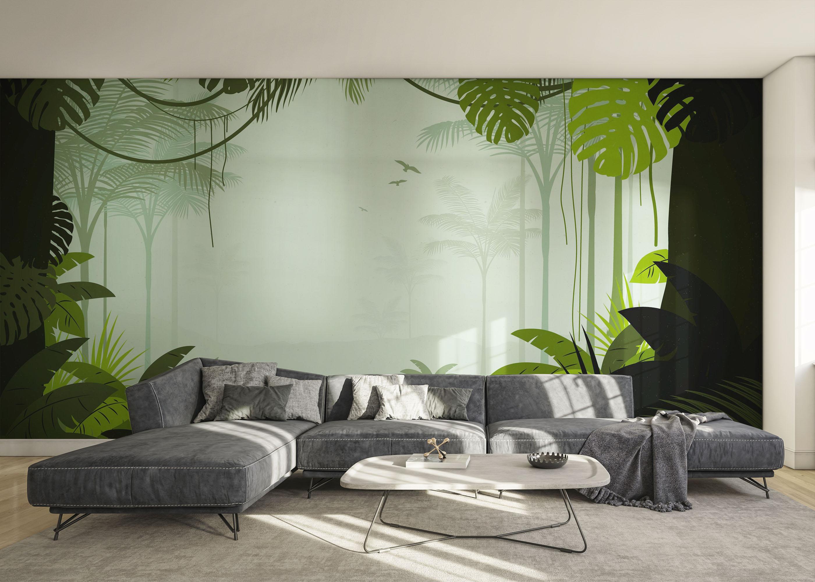 Fototapet Foggy View Jungle mockup 0