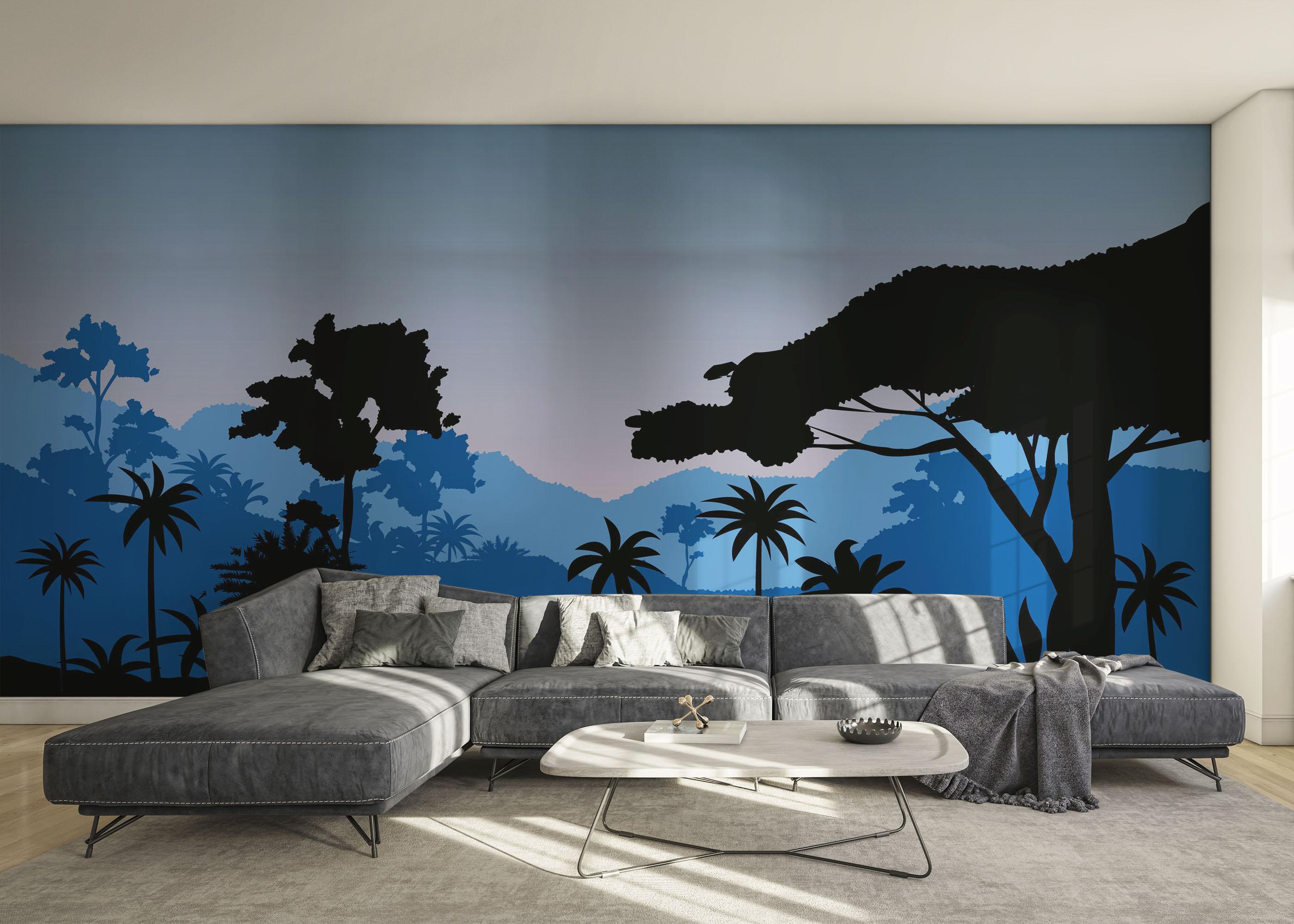 Fototapet Jungle Blue Black mockup 0