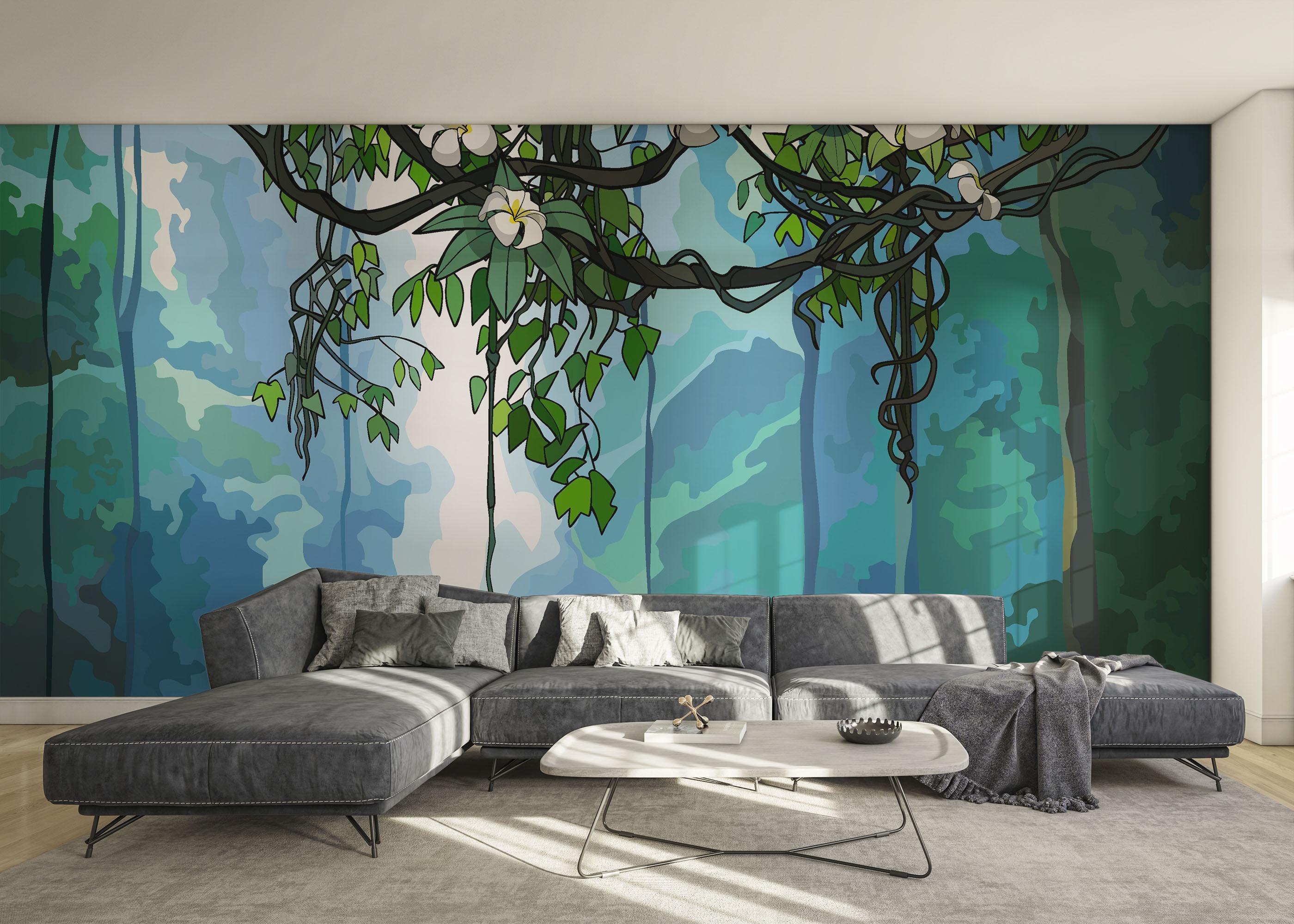 Fototapet Jungle Falling Flower mockup 0