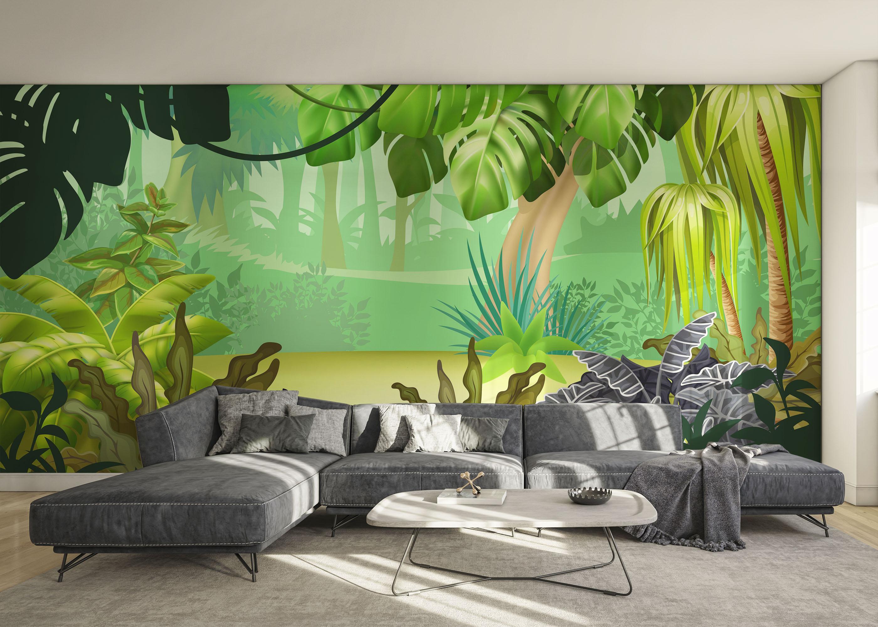 Fototapet Jungle Green Grey mockup 0