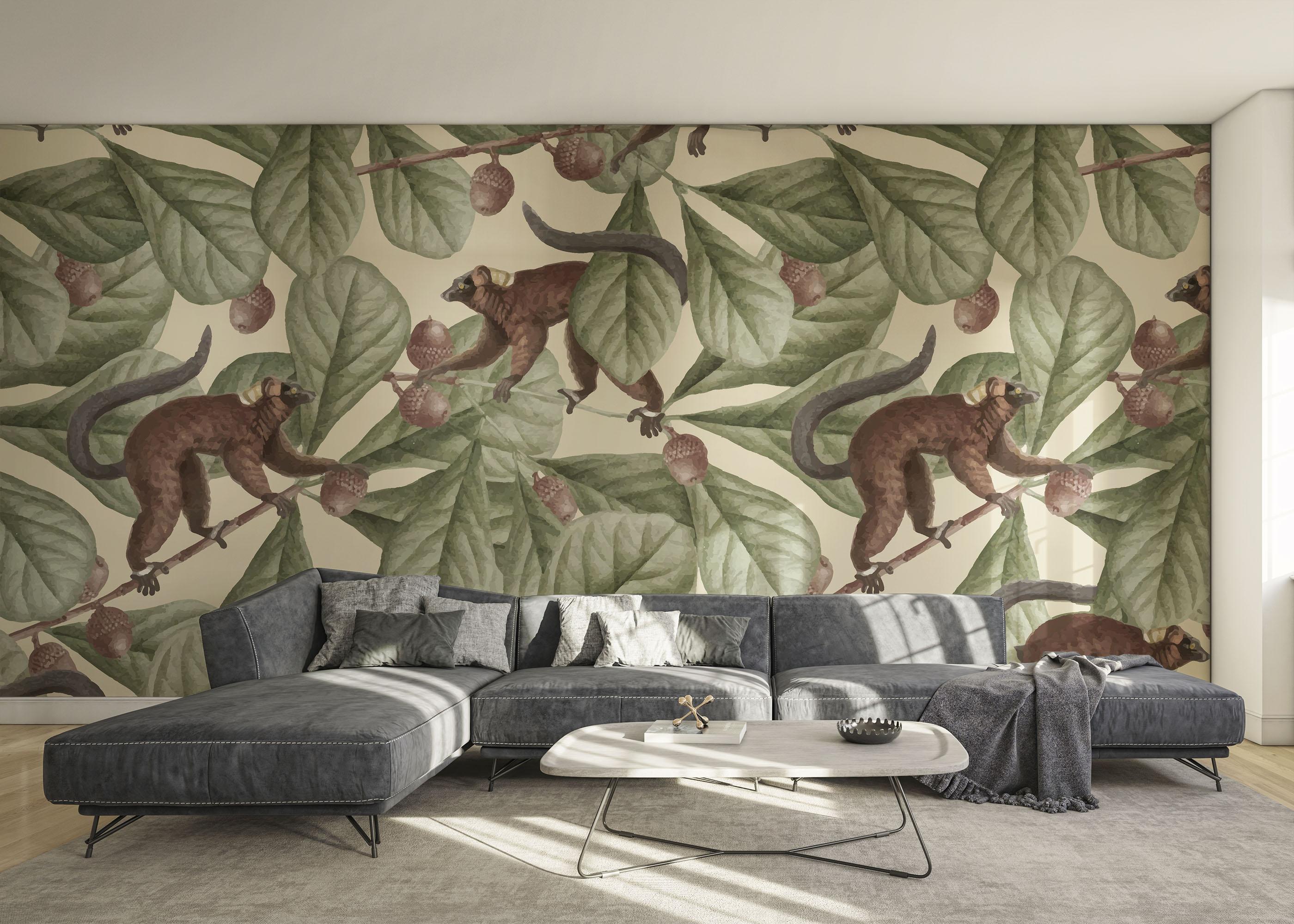 Fototapet Jungle Lemur Art mockup 0