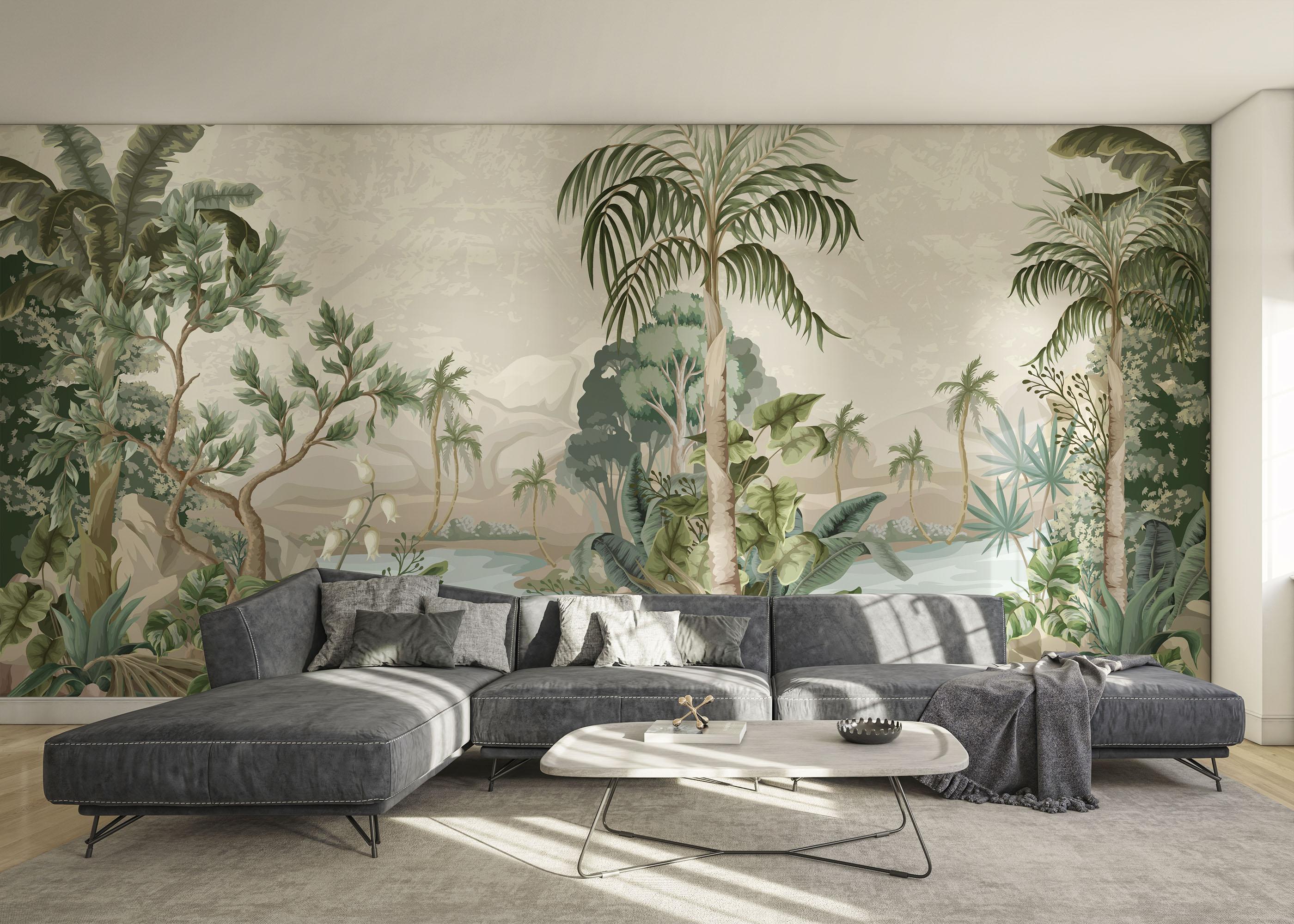 Fototapet Jungle Palm Lake mockup 0