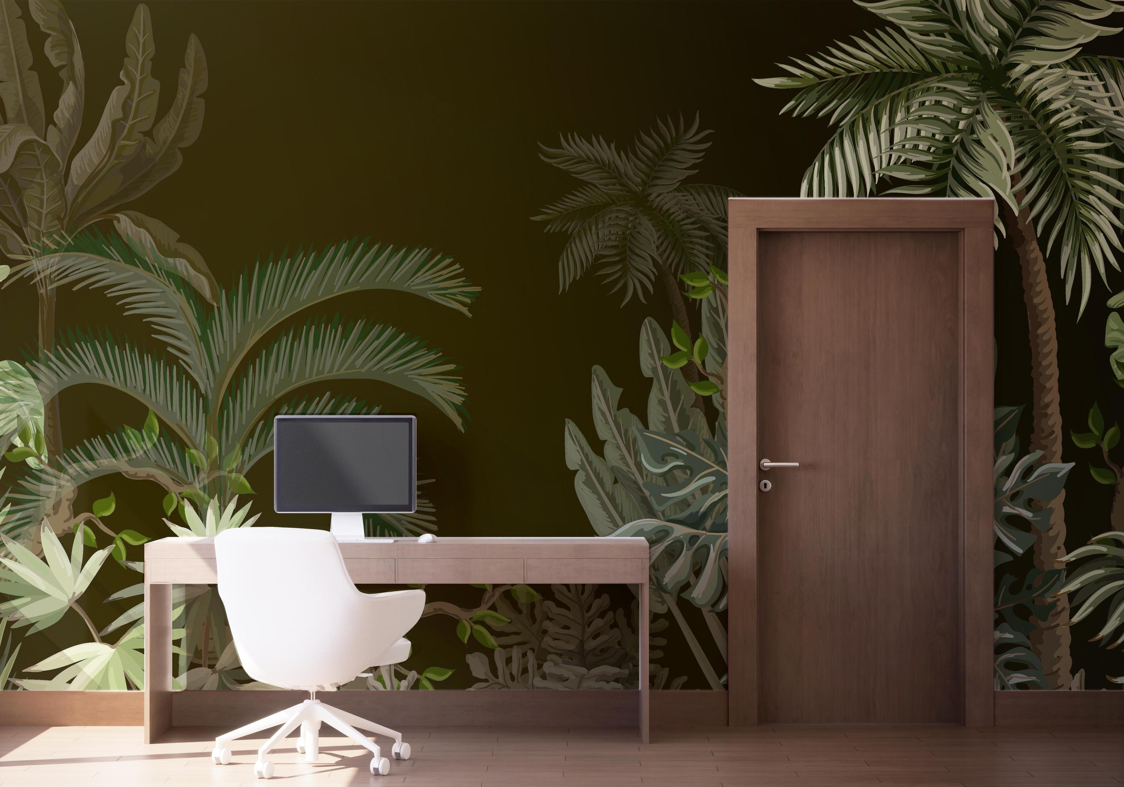 Fototapet Black Green Jungle mockup 1