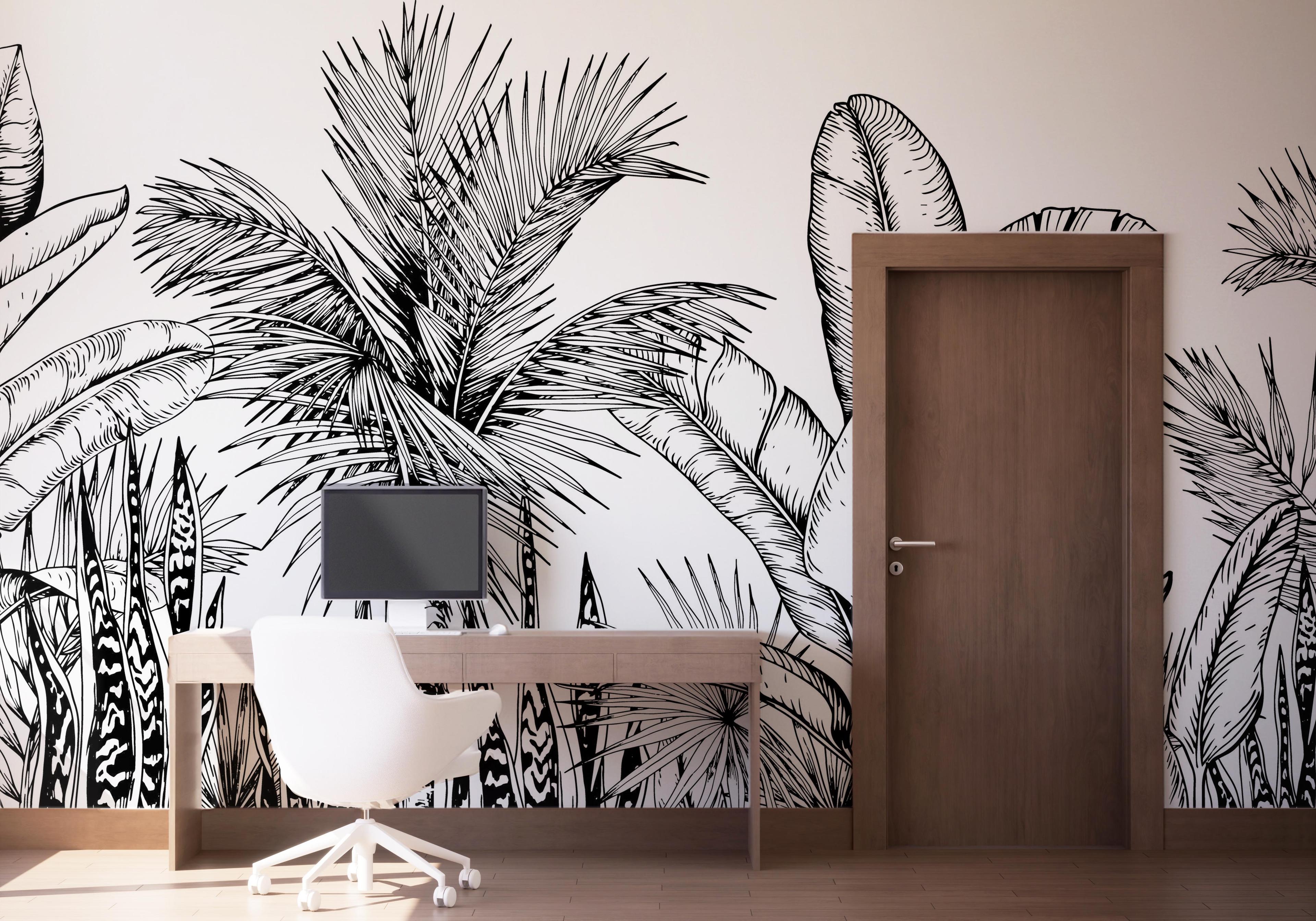 Fototapet Black White Jungle mockup 1