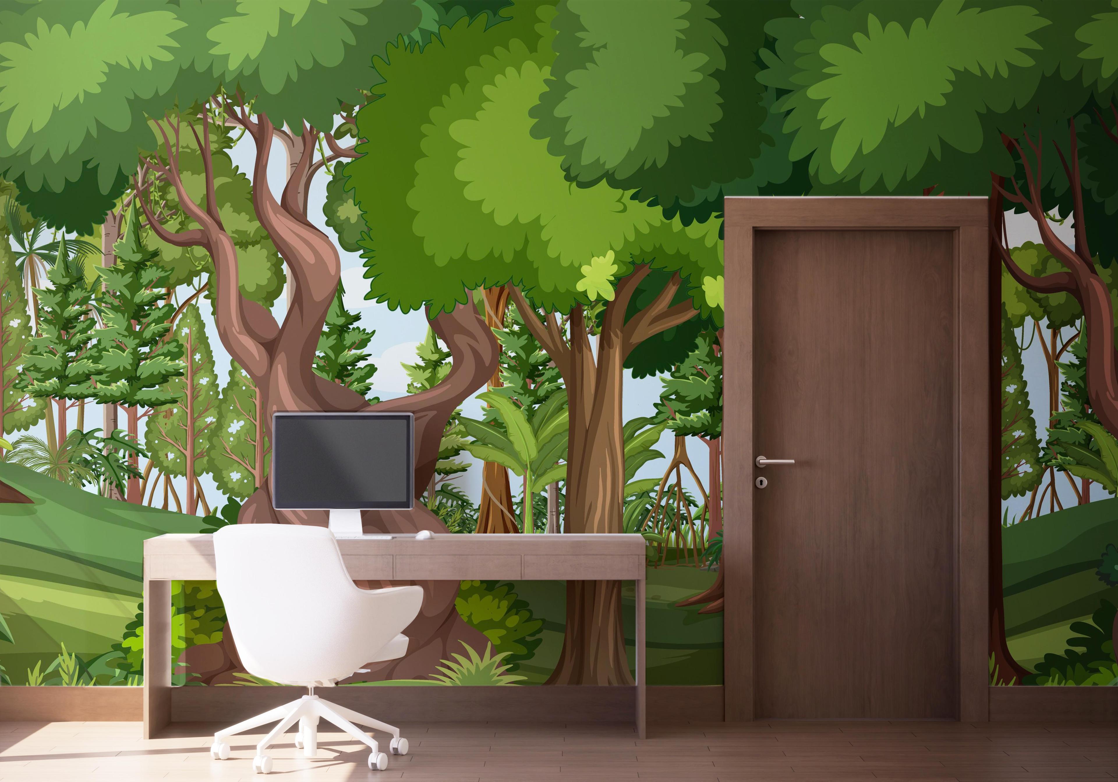 Fototapet Cantoon Jungle Tree mockup 1