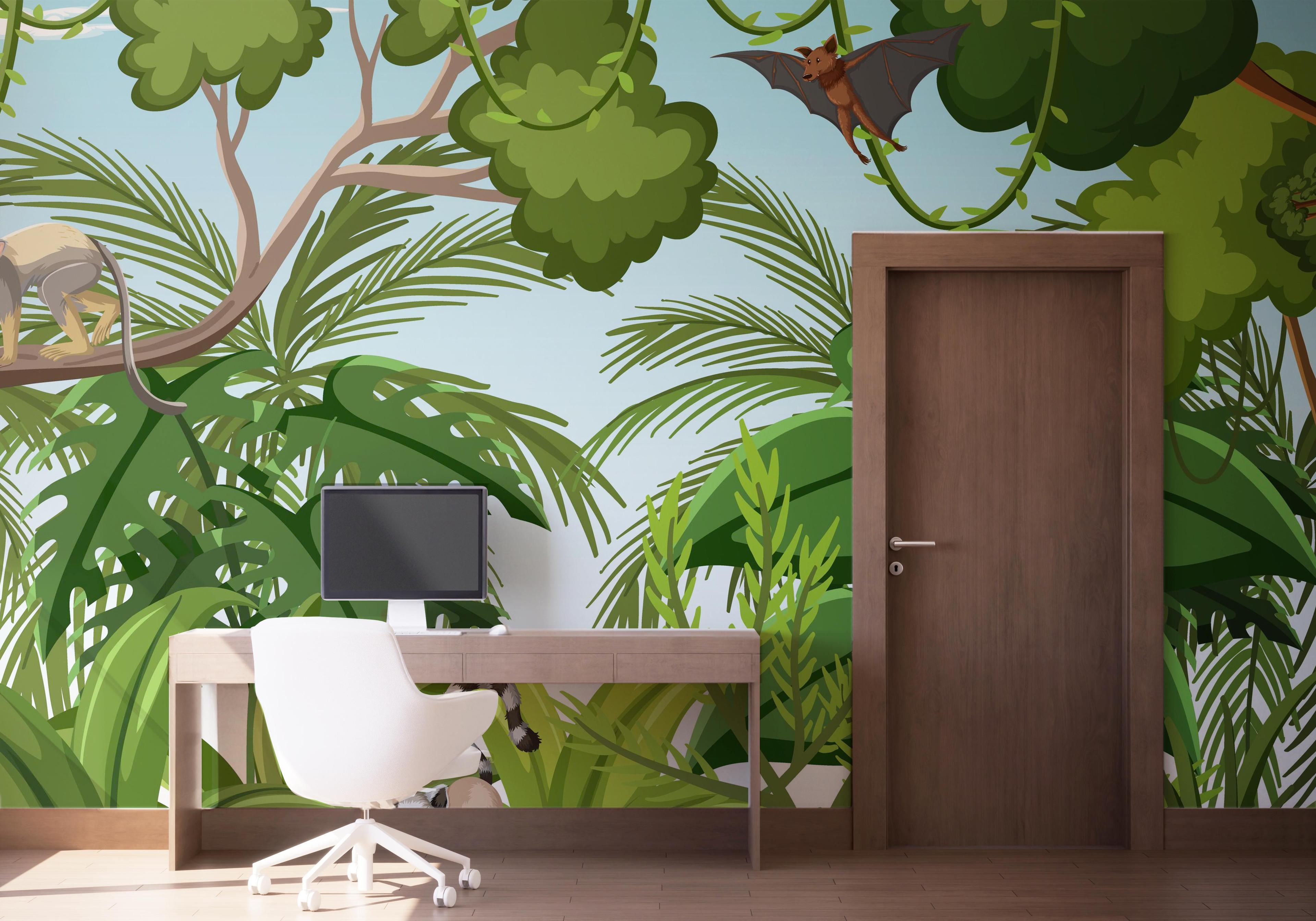 Fototapet Cartoon Tree Animal mockup 1