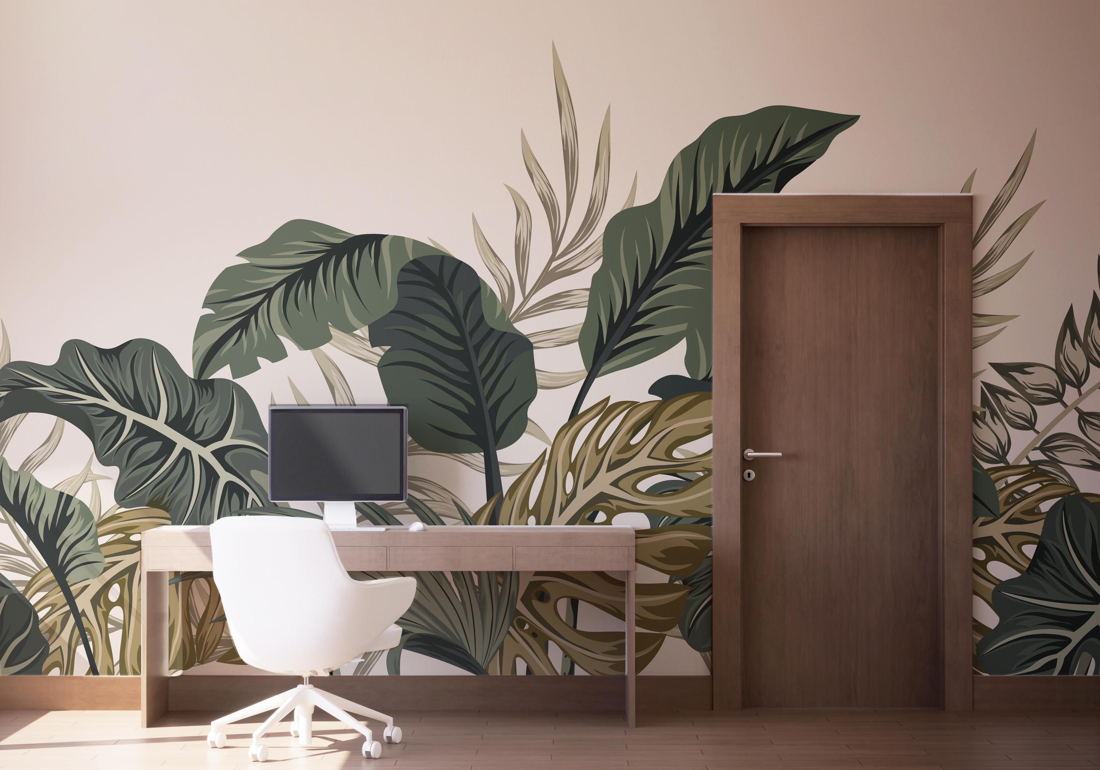 Fototapet Cream Green Jungle mockup 1