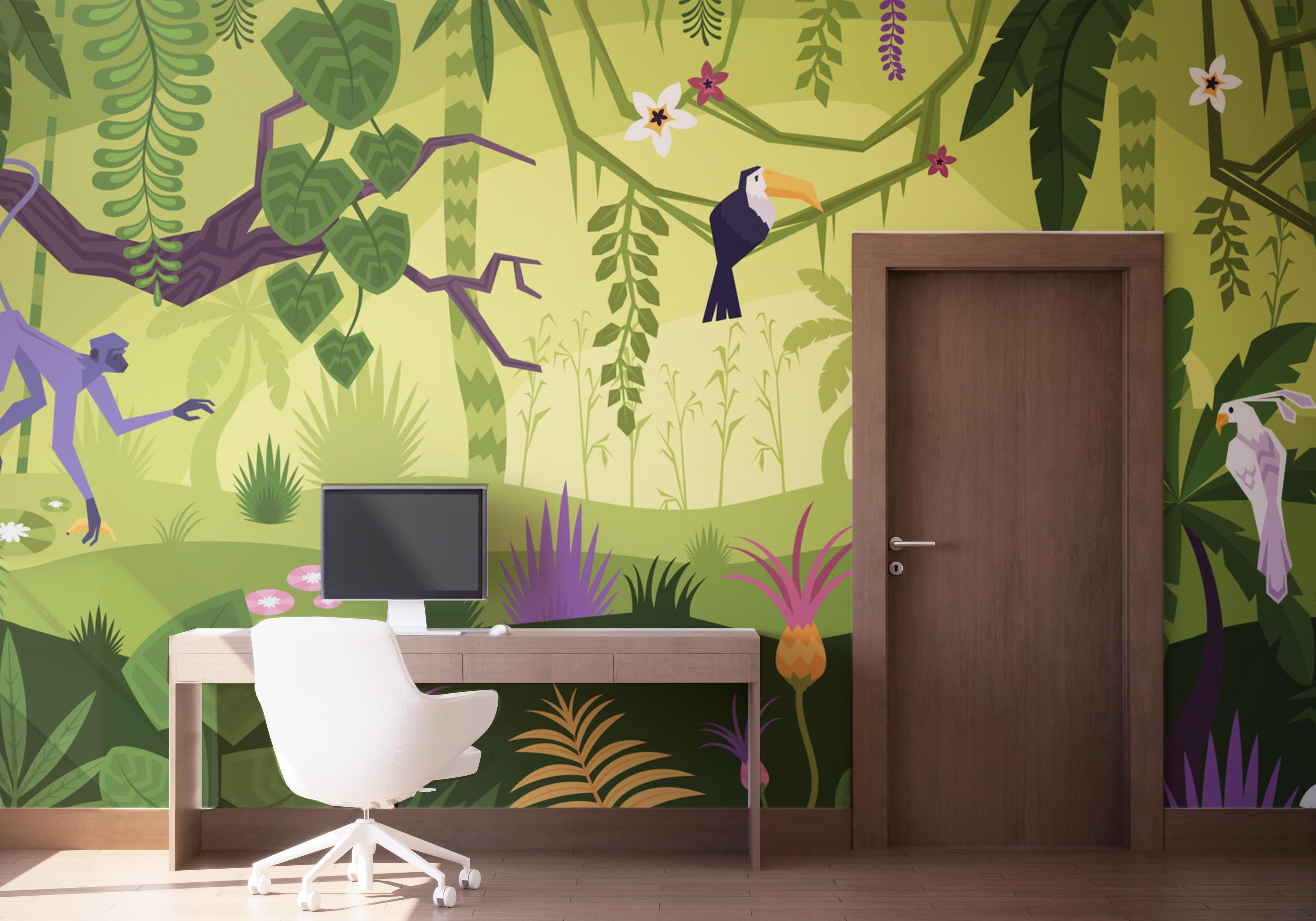 Fototapet Cute Jungle Art mockup 1