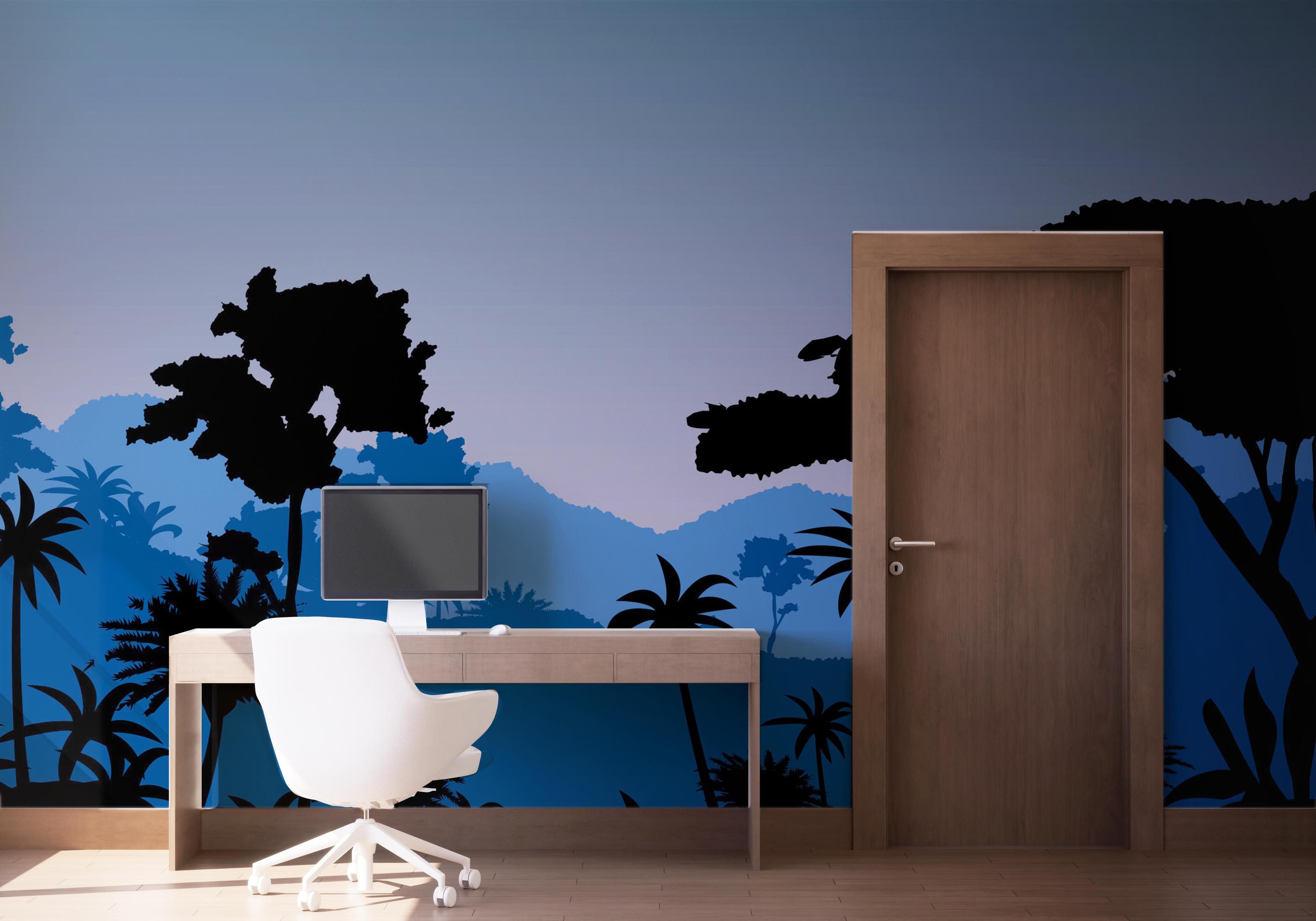 Fototapet Jungle Blue Black mockup 1