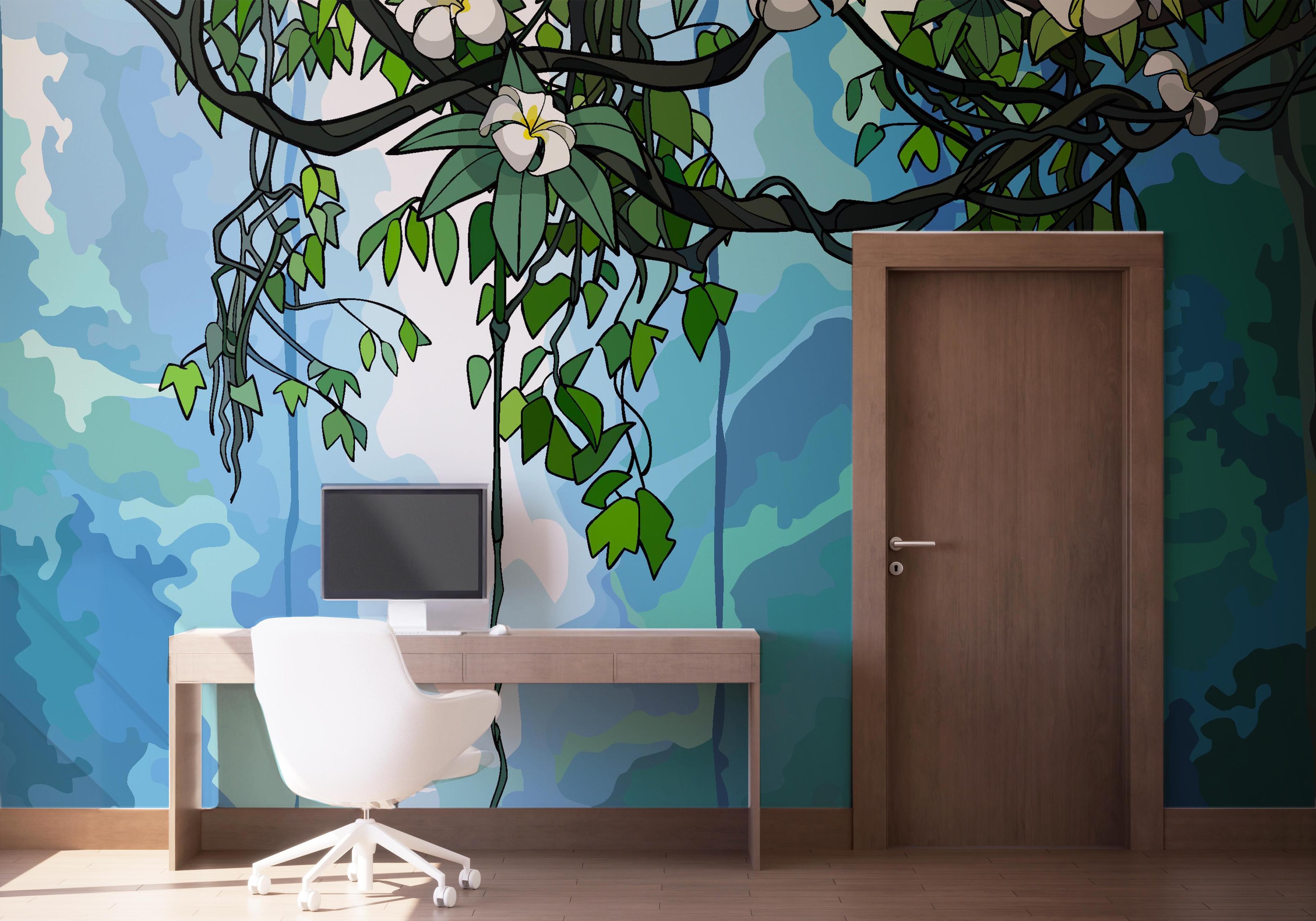 Fototapet Jungle Falling Flower mockup 1