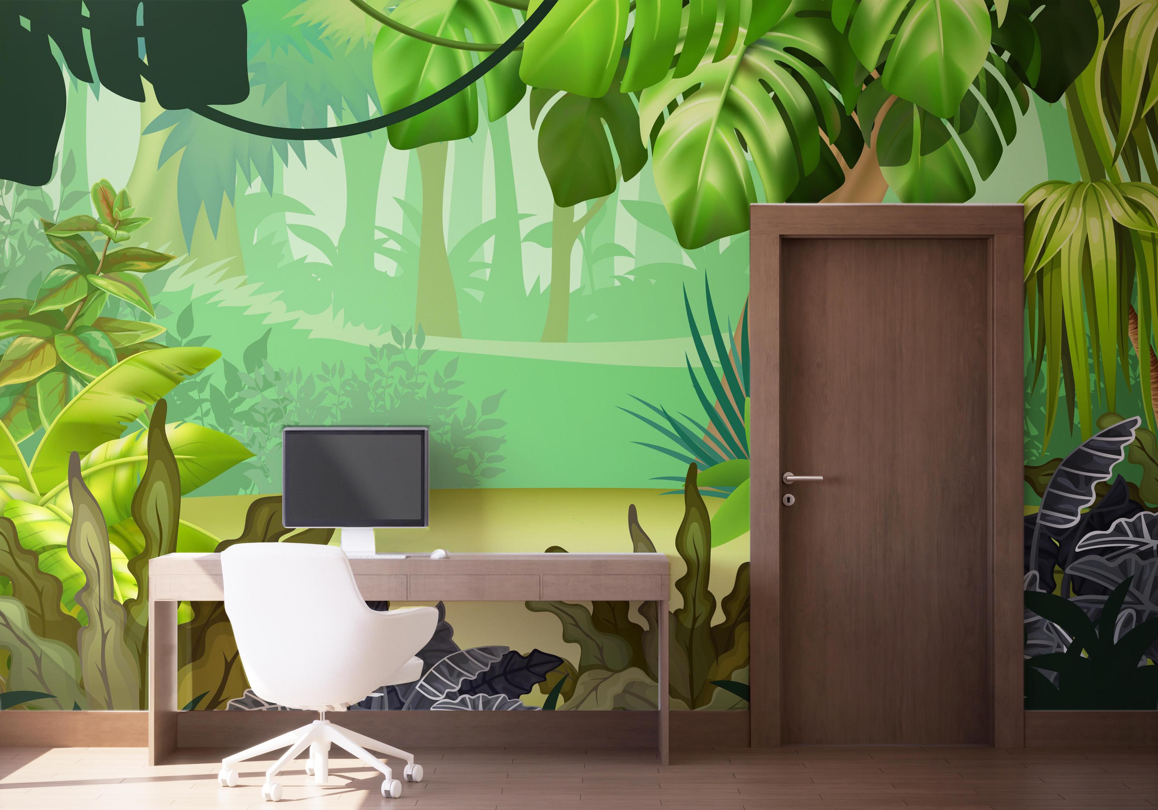 Fototapet Jungle Green Grey mockup 1