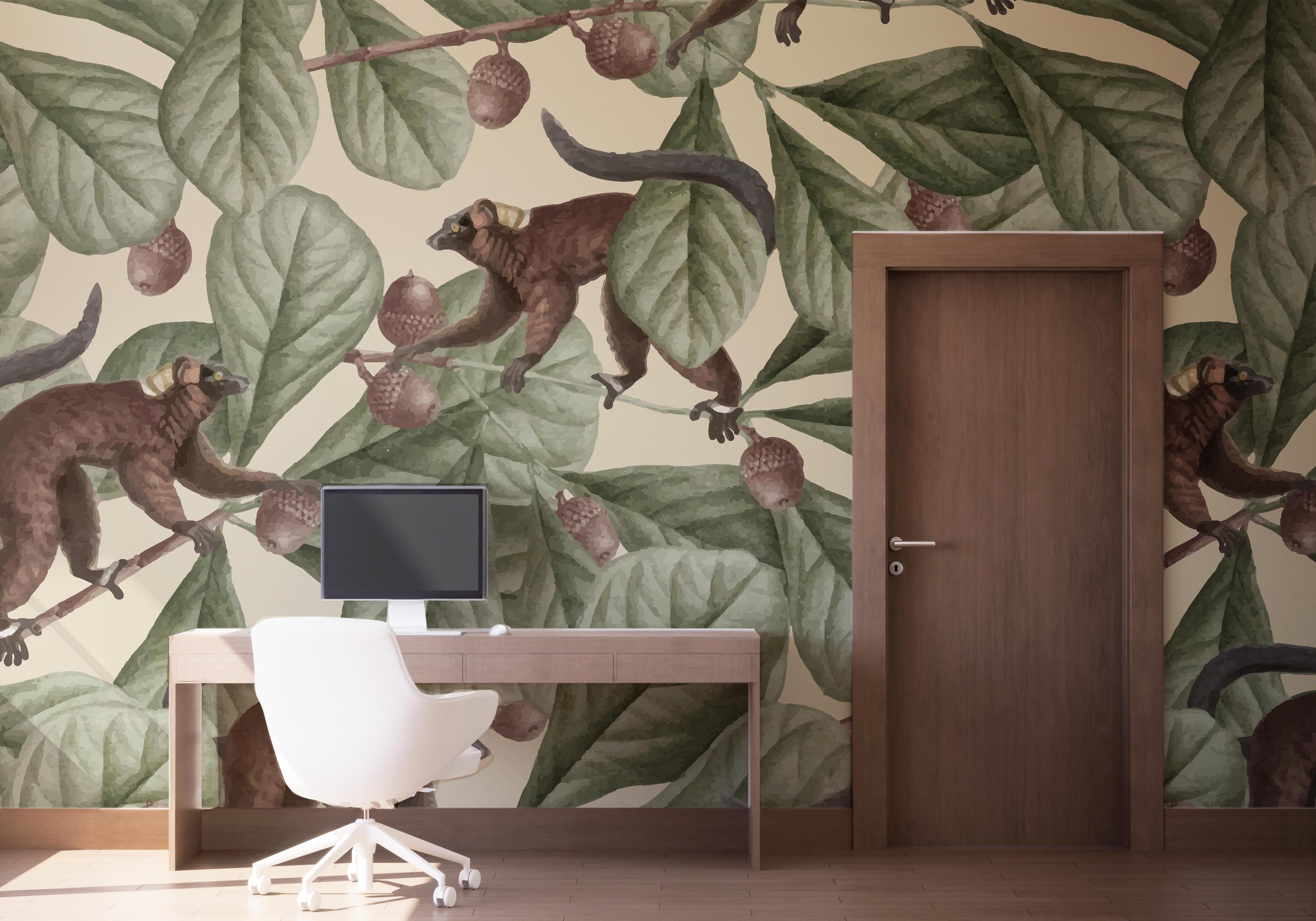 Fototapet Jungle Lemur Art mockup 1