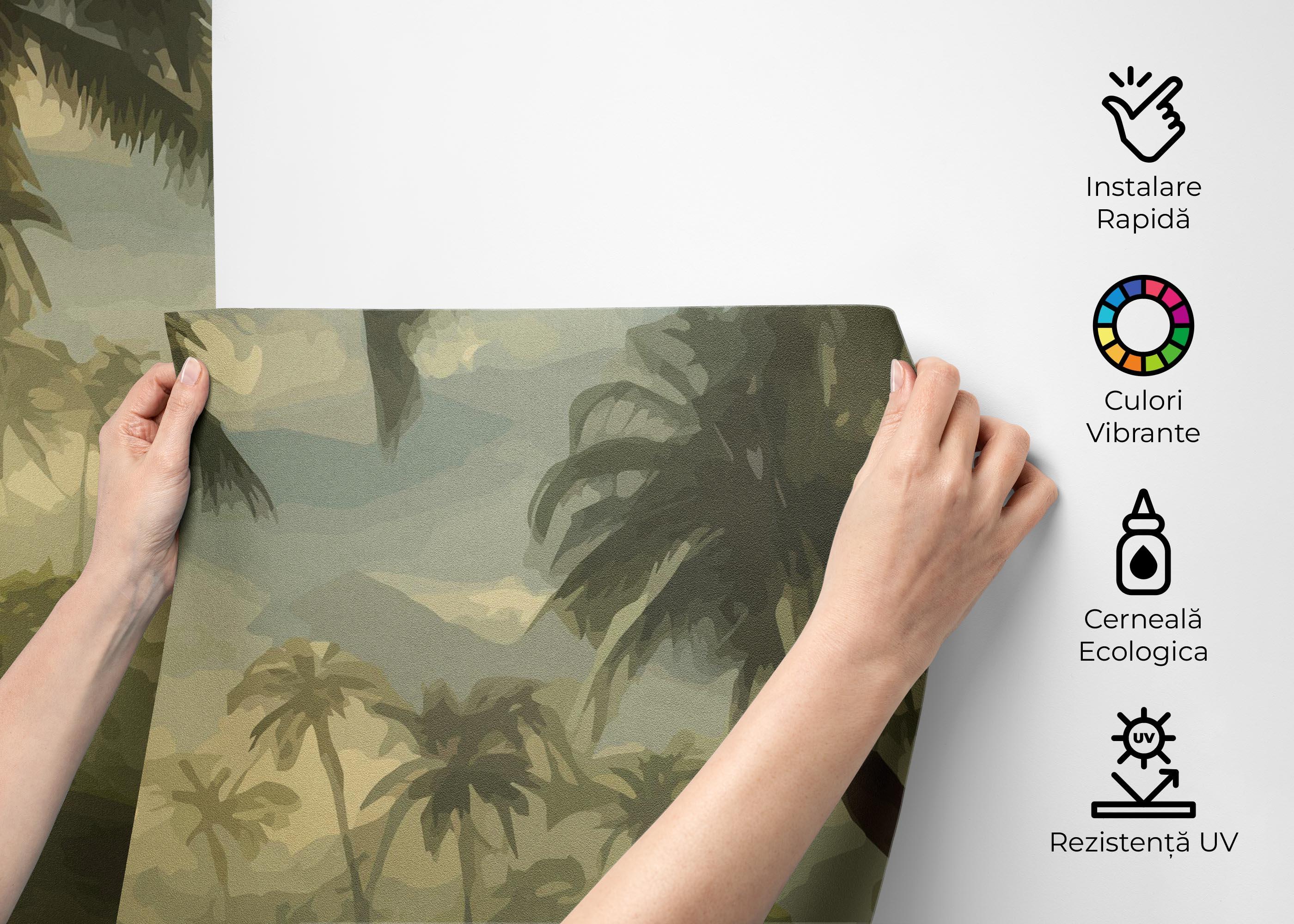 Fototapet Foggy Palm Jungle mockup 2
