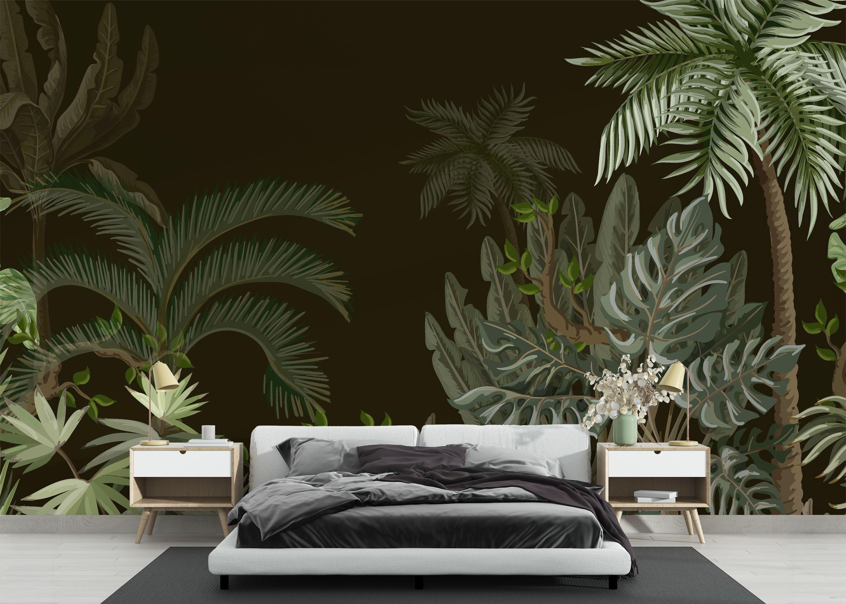 Fototapet Black Green Jungle mockup 3