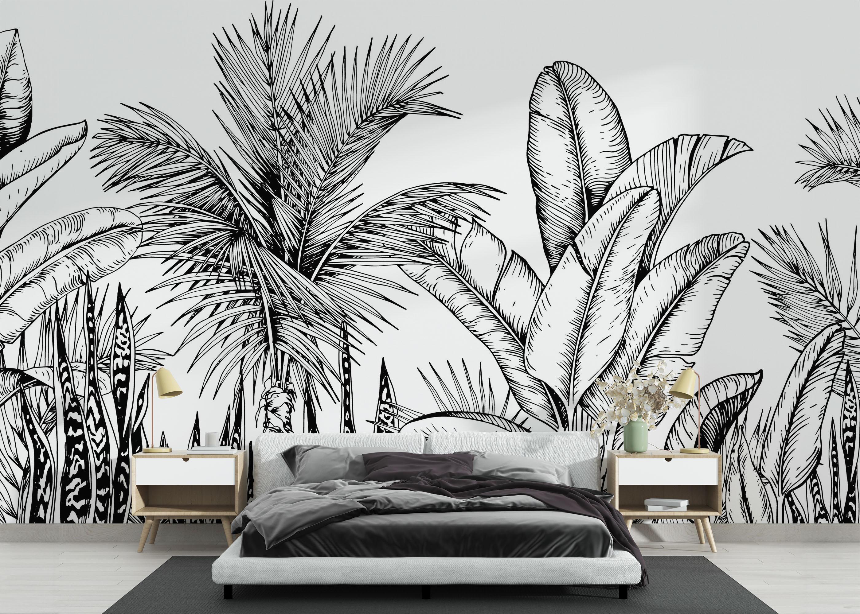 Fototapet Black White Jungle mockup 3
