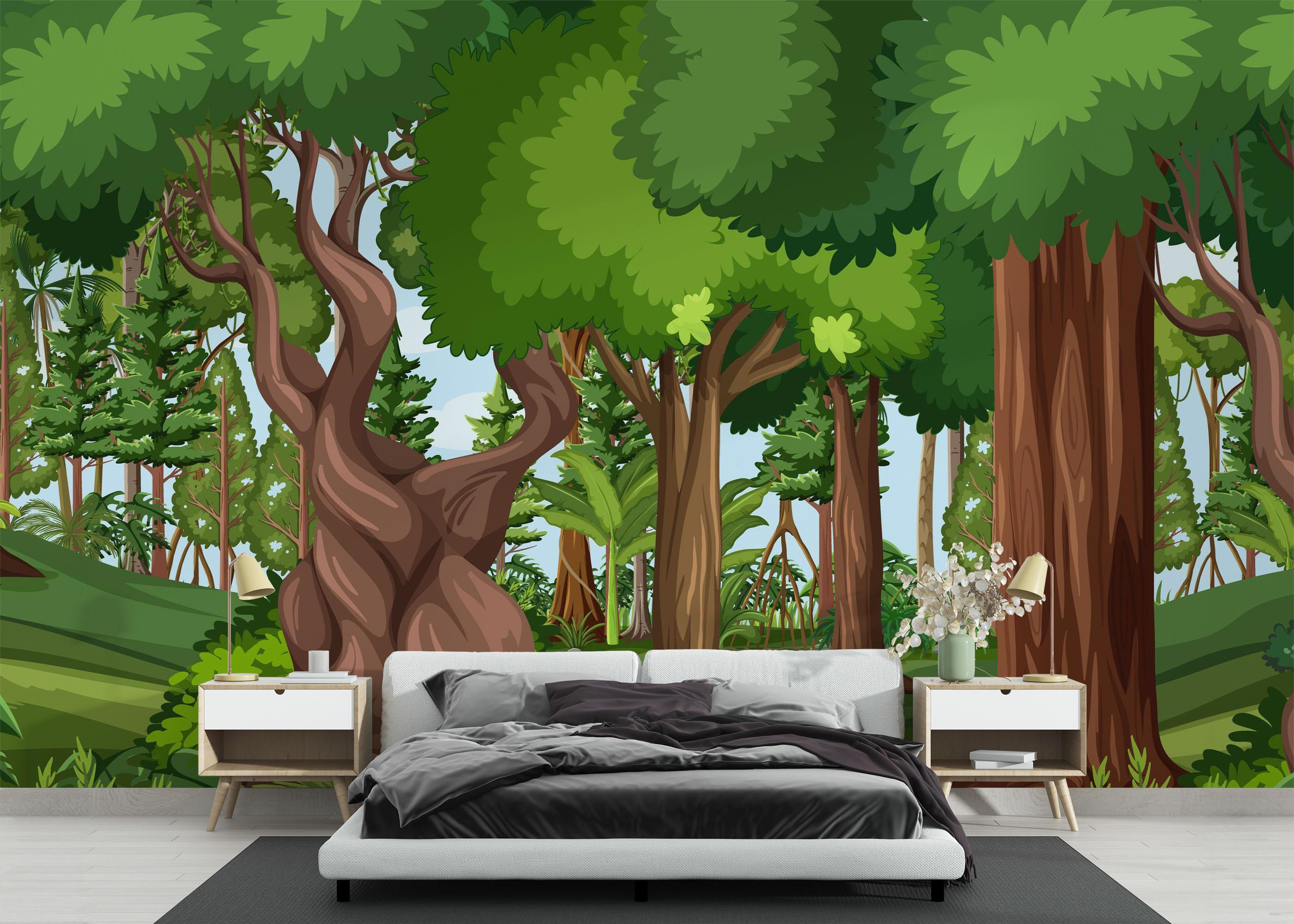 Fototapet Cantoon Jungle Tree mockup 3