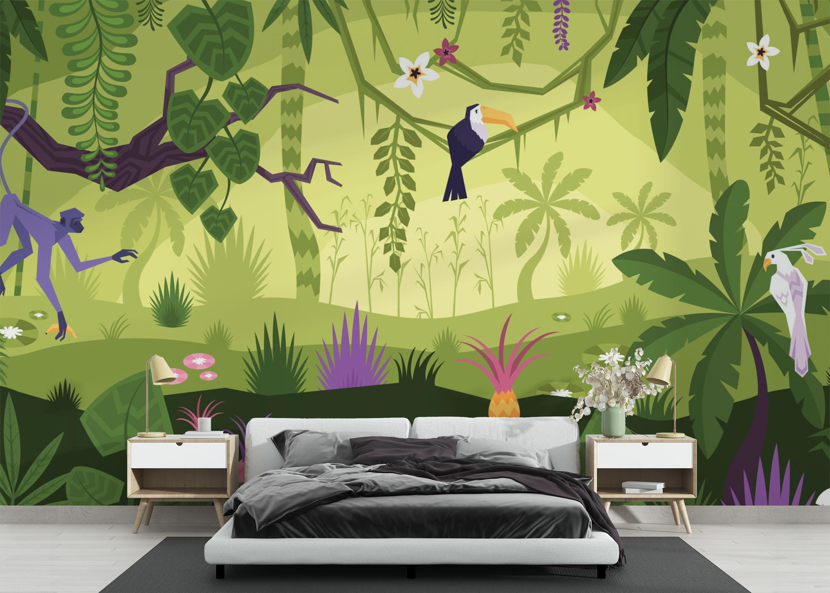 Fototapet Cute Jungle Art mockup 3