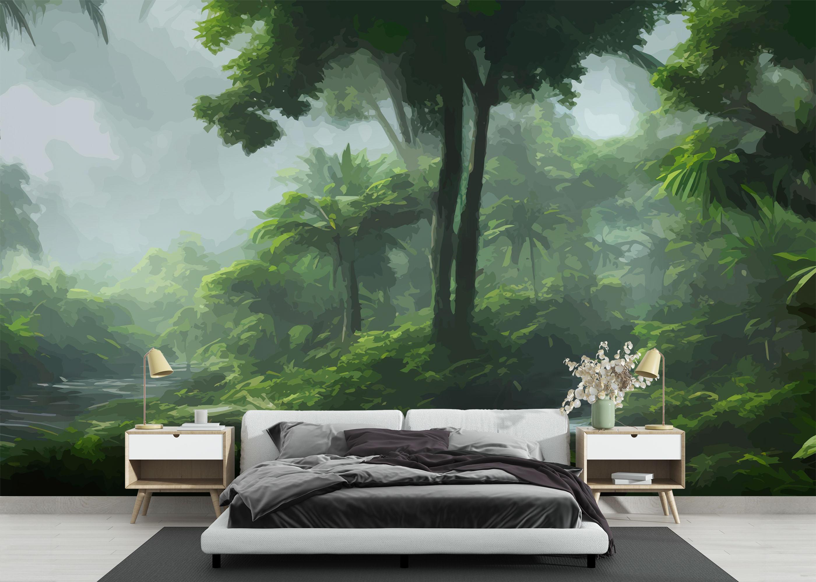 Fototapet Foggy Day Jungle mockup 3