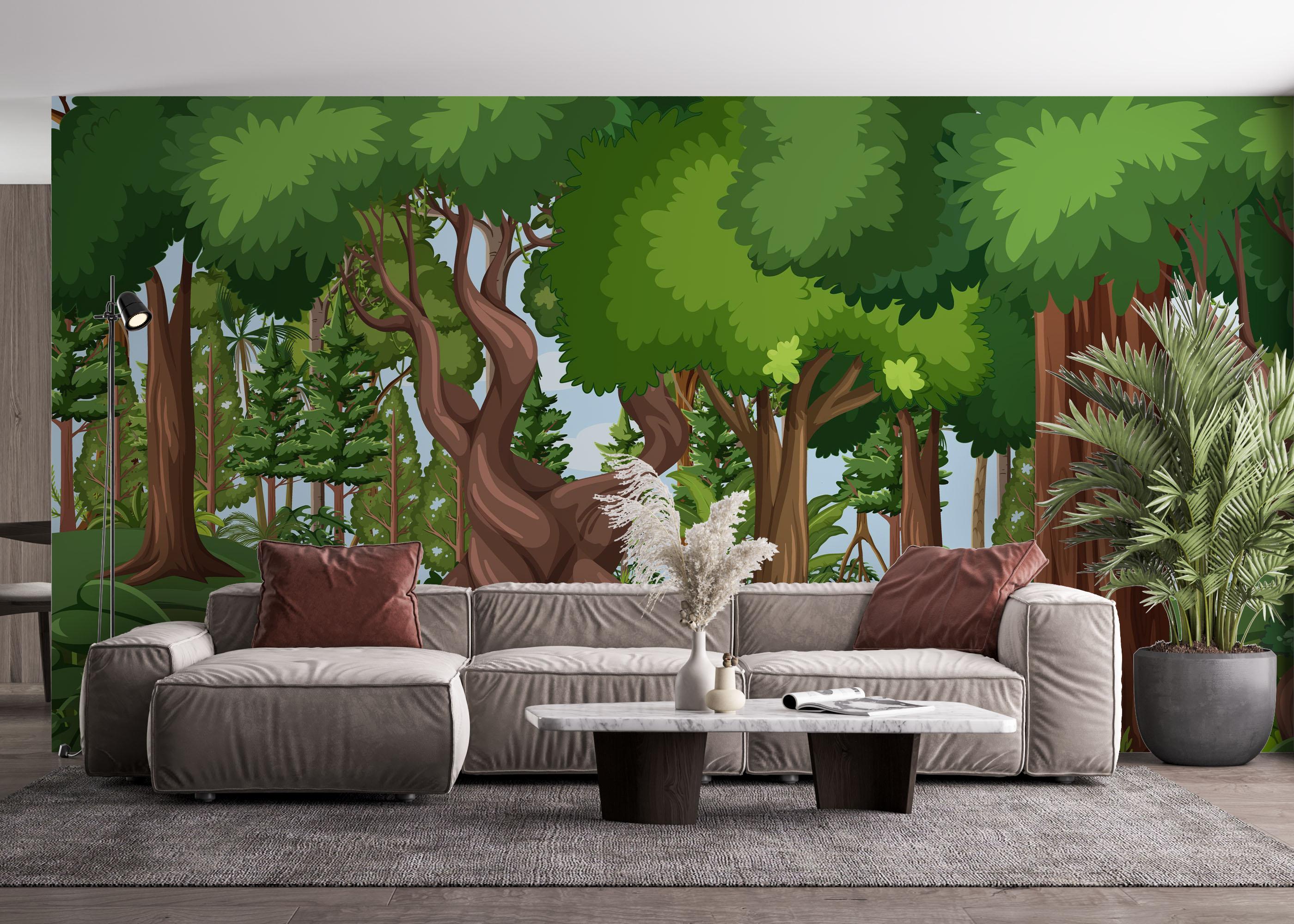 Fototapet Cantoon Jungle Tree mockup 4