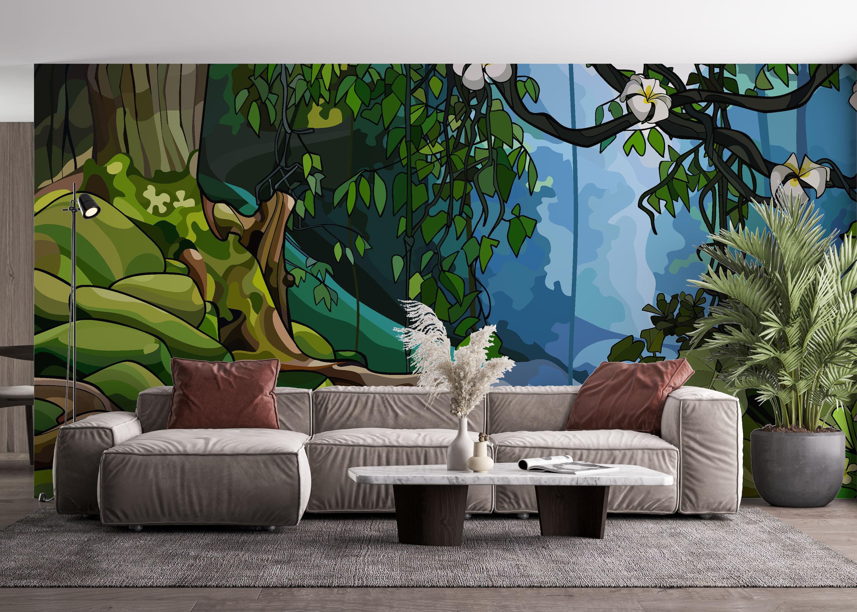 Fototapet Cartoon Jungle Art mockup 4