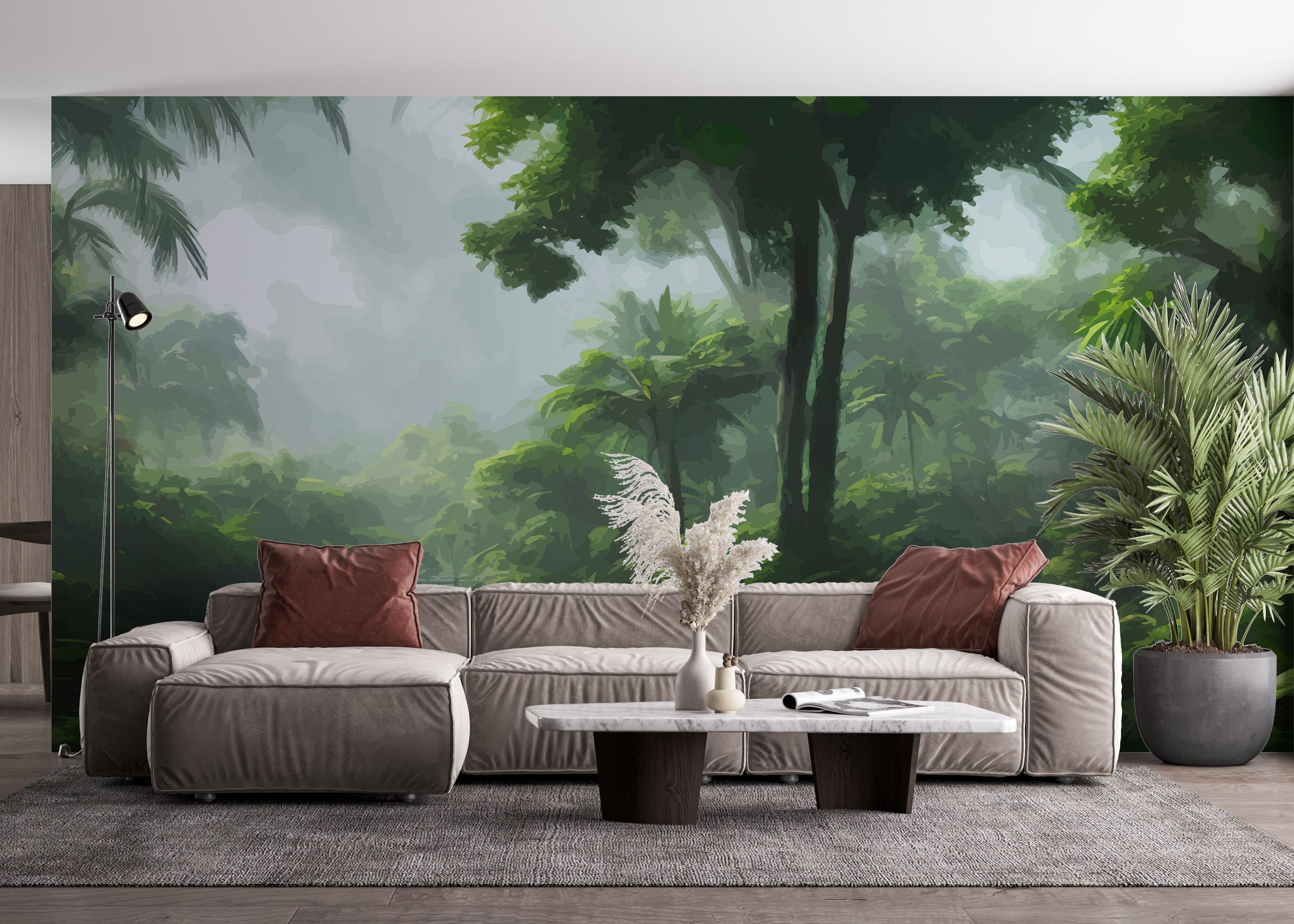 Fototapet Foggy Day Jungle mockup 4