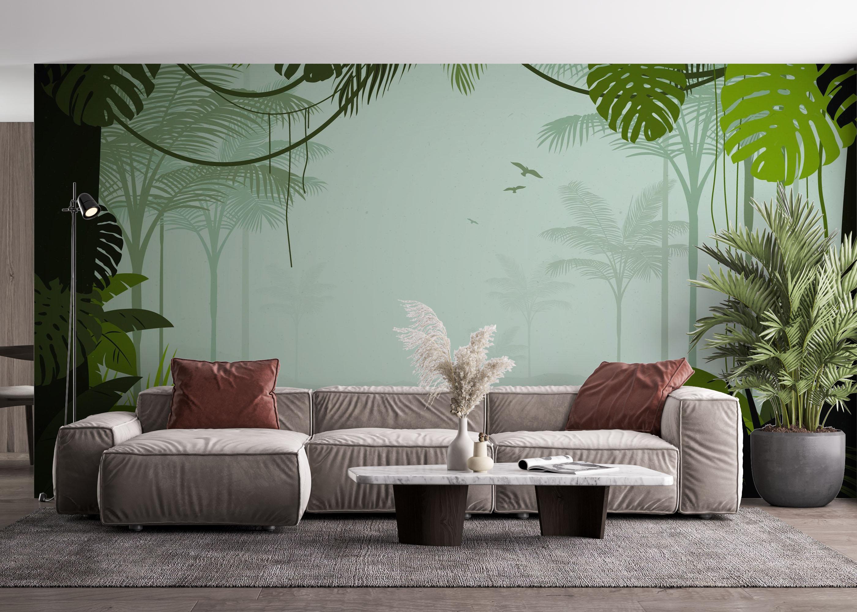 Fototapet Foggy View Jungle mockup 4