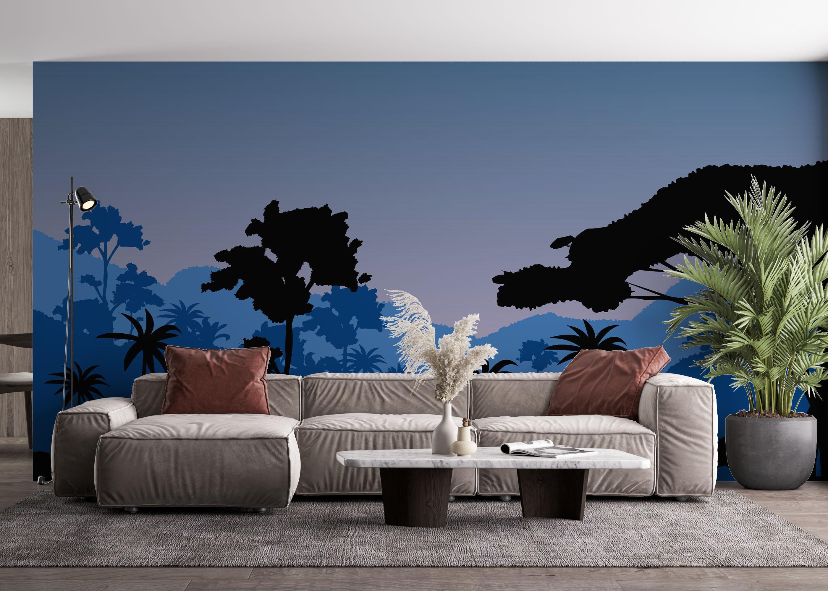 Fototapet Jungle Blue Black mockup 4