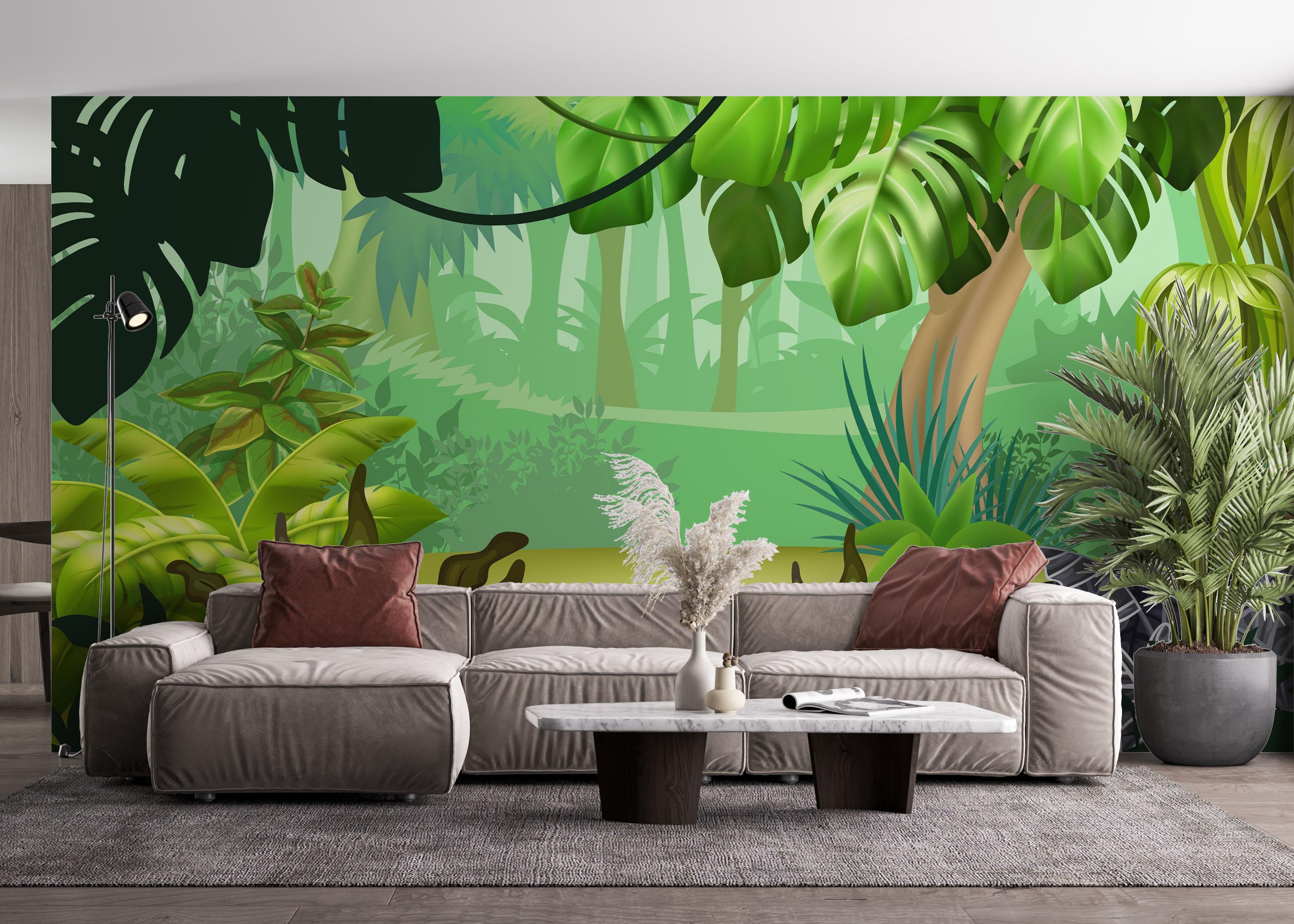 Fototapet Jungle Green Grey mockup 4