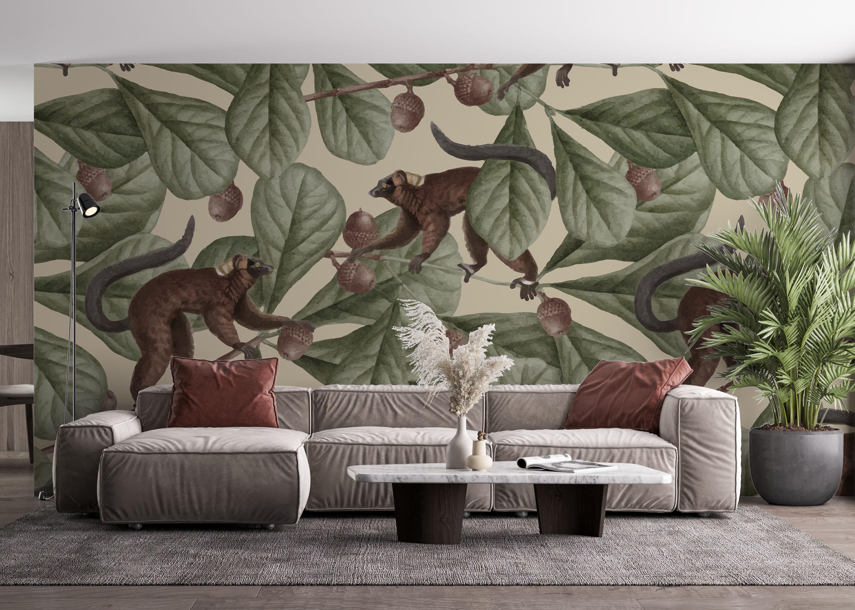 Fototapet Jungle Lemur Art mockup 4