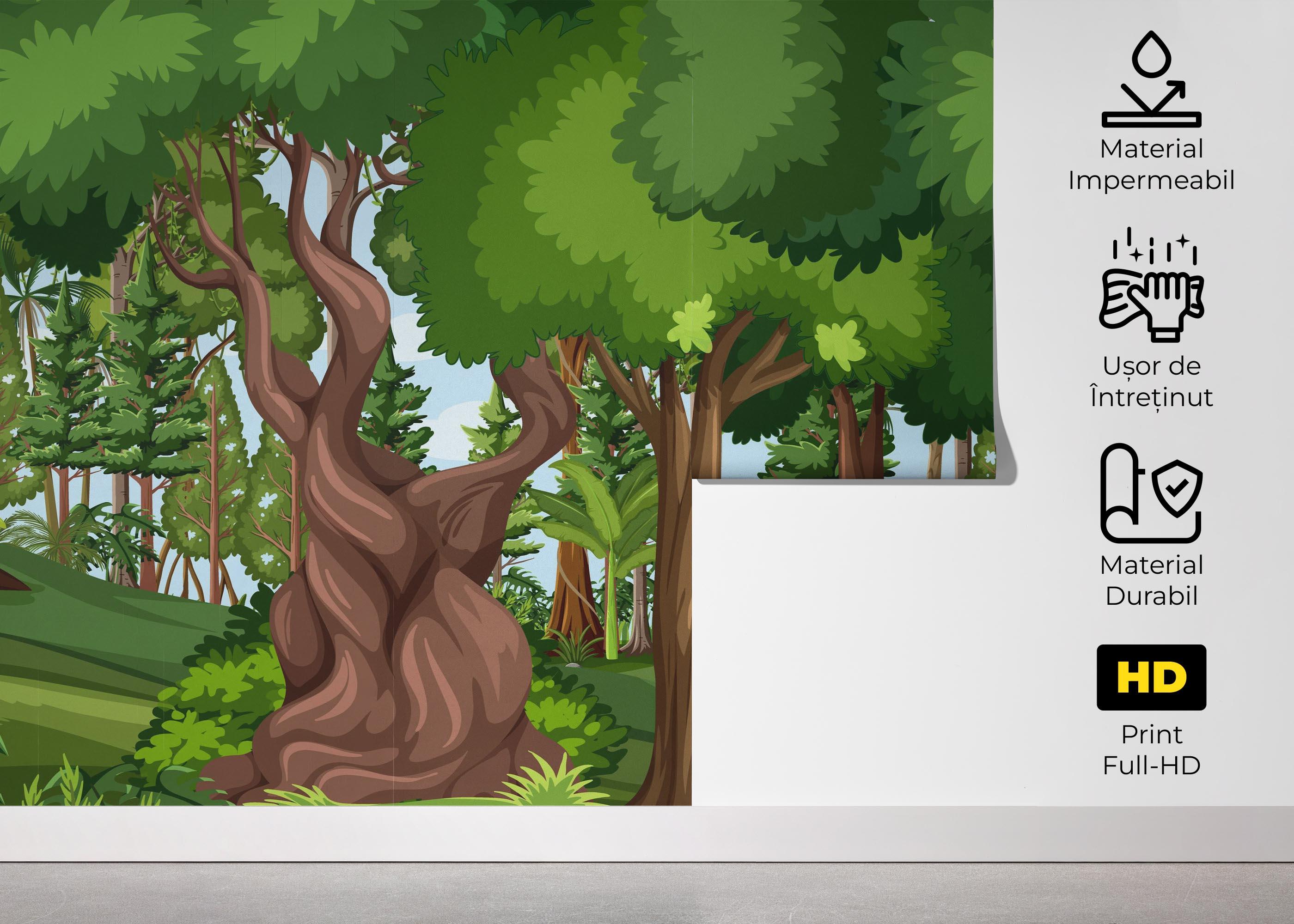 Fototapet Cantoon Jungle Tree mockup 5