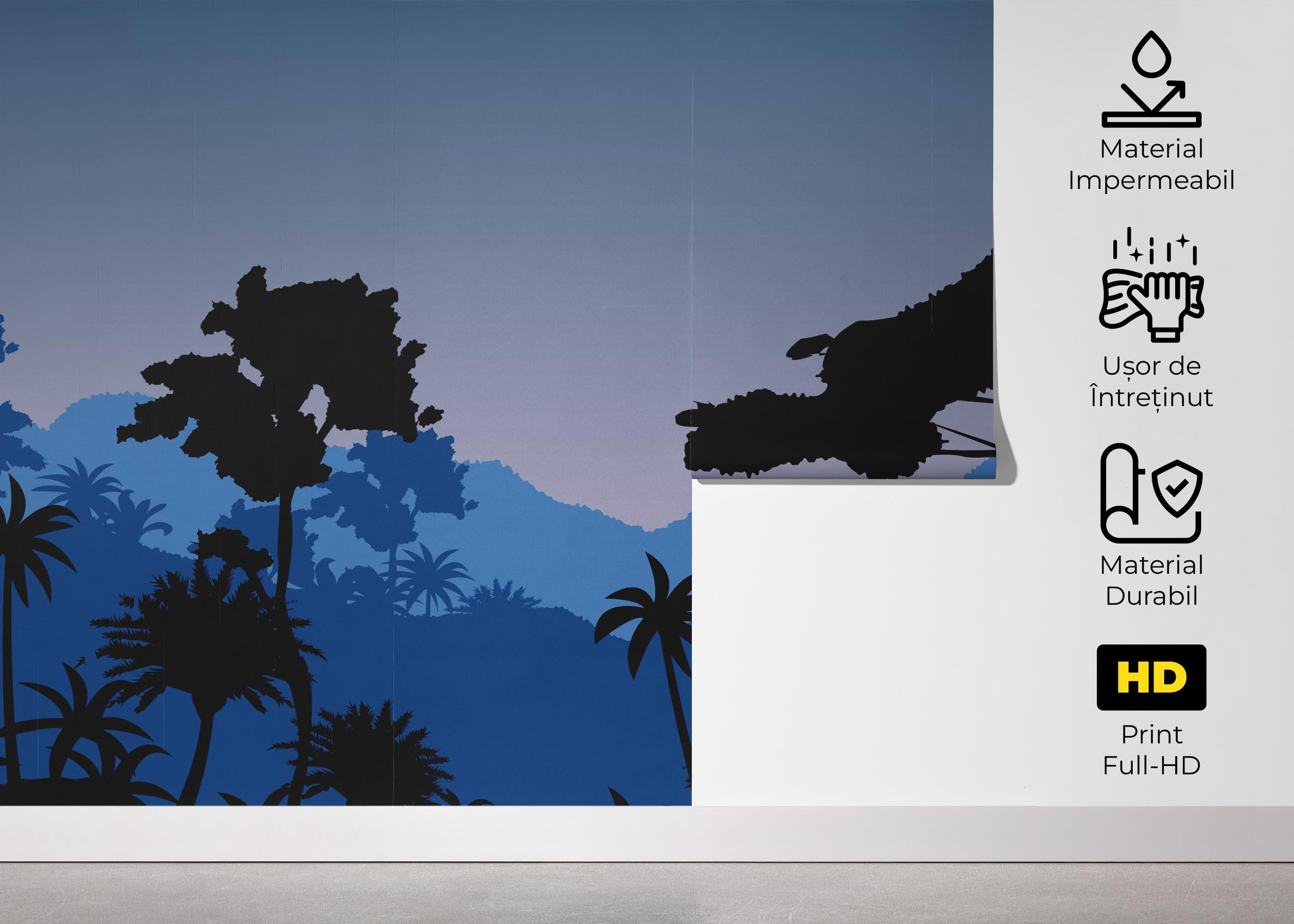 Fototapet Jungle Blue Black mockup 5