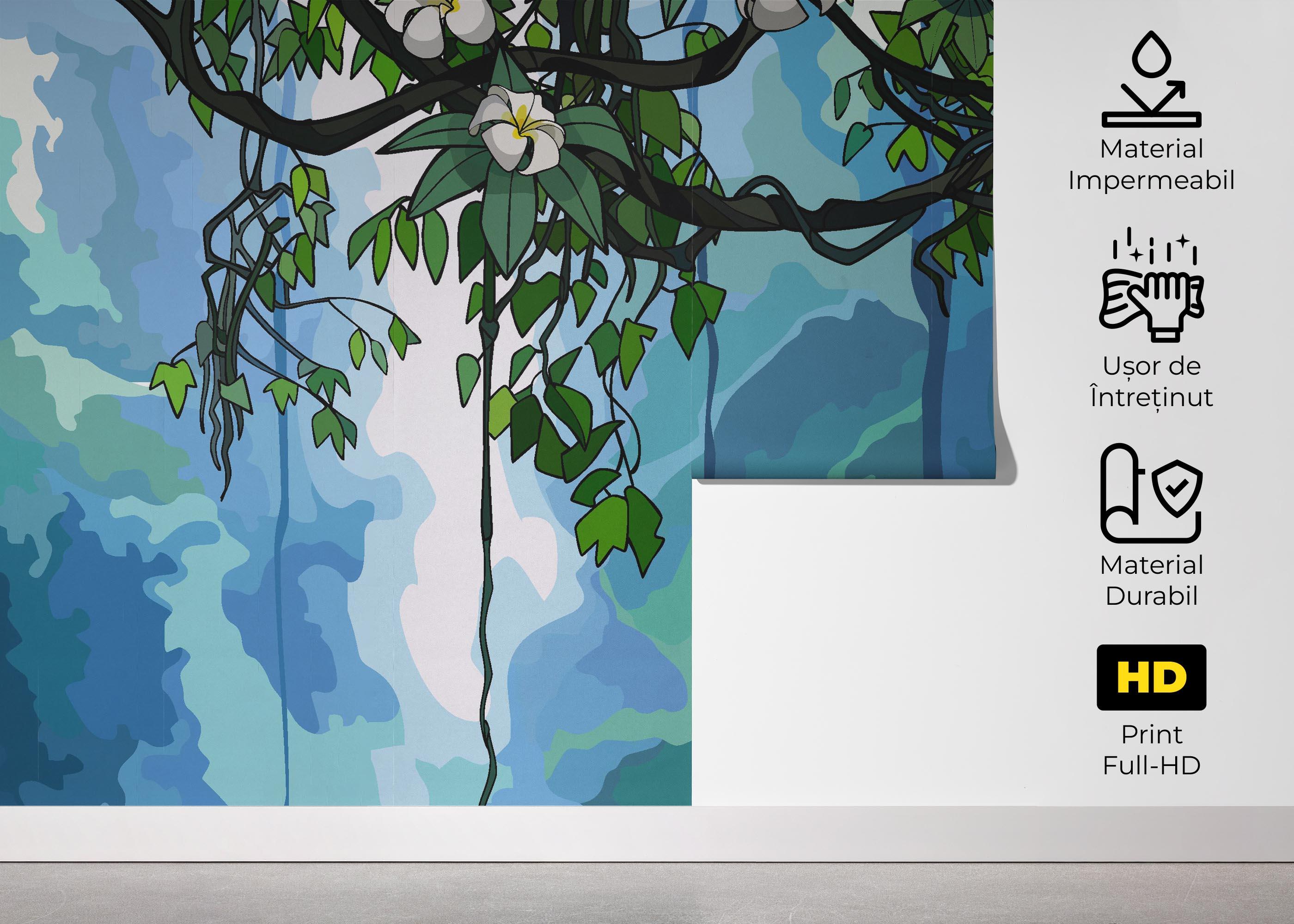 Fototapet Jungle Falling Flower mockup 5