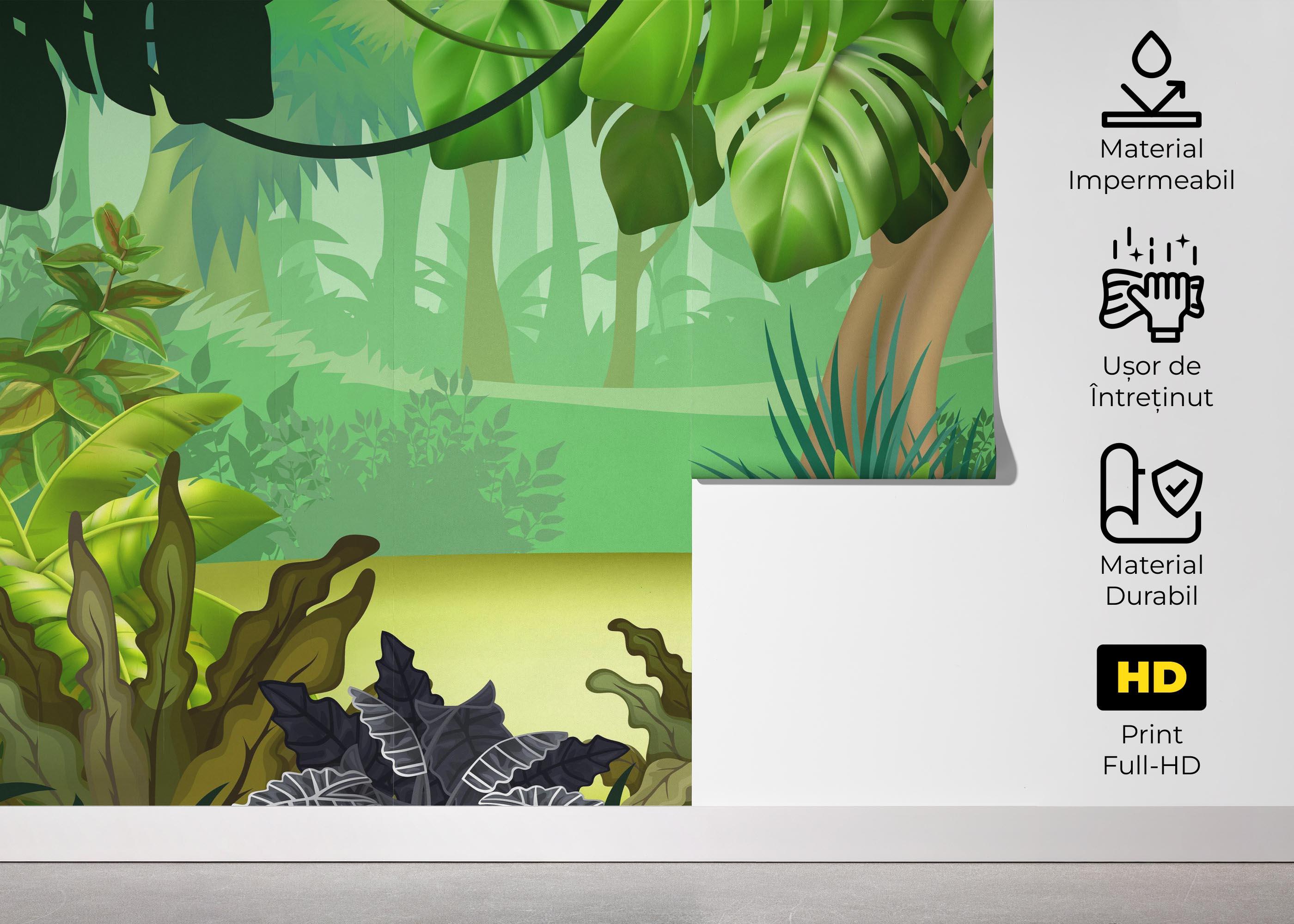 Fototapet Jungle Green Grey mockup 5