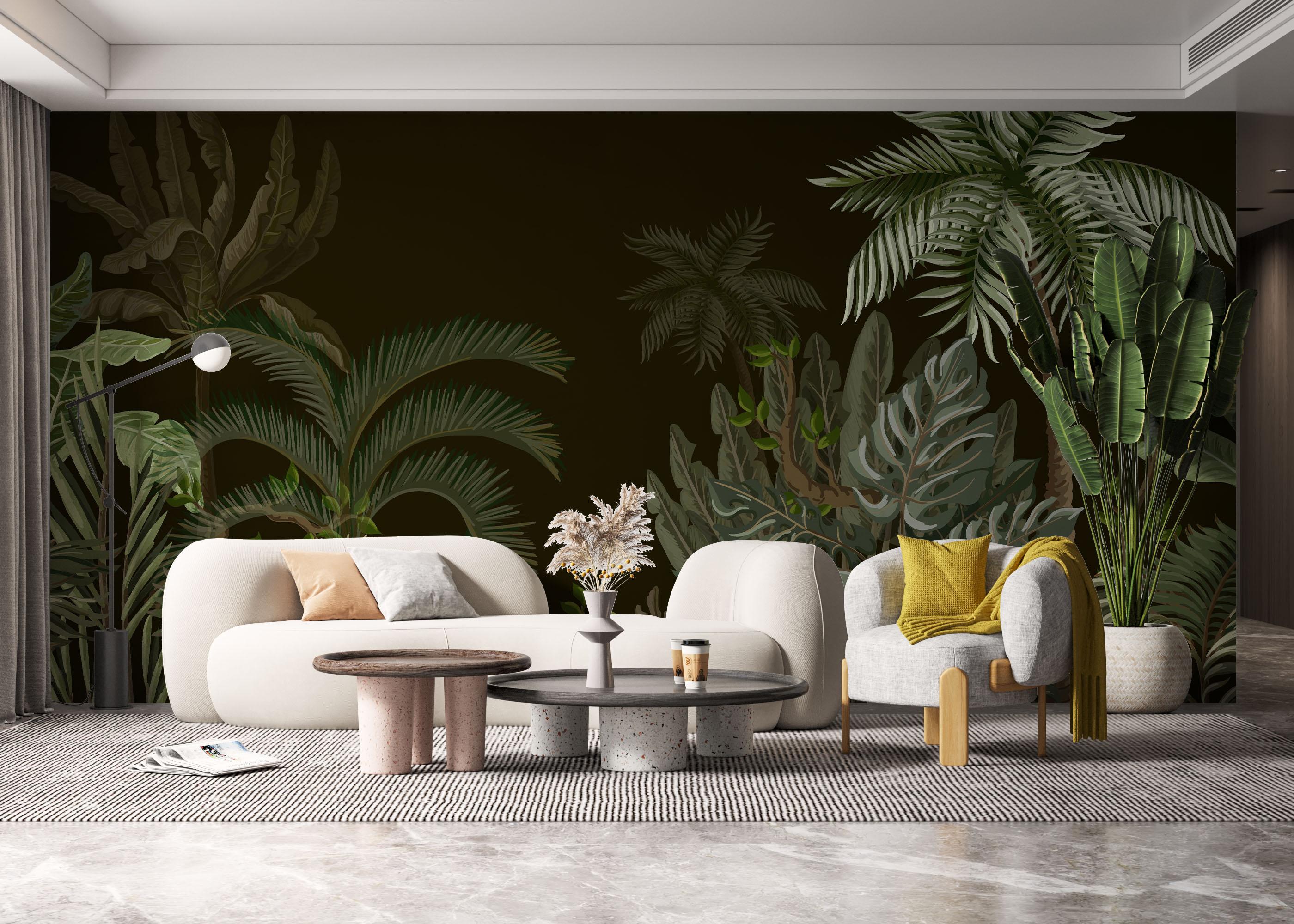 Fototapet Black Green Jungle mockup 6