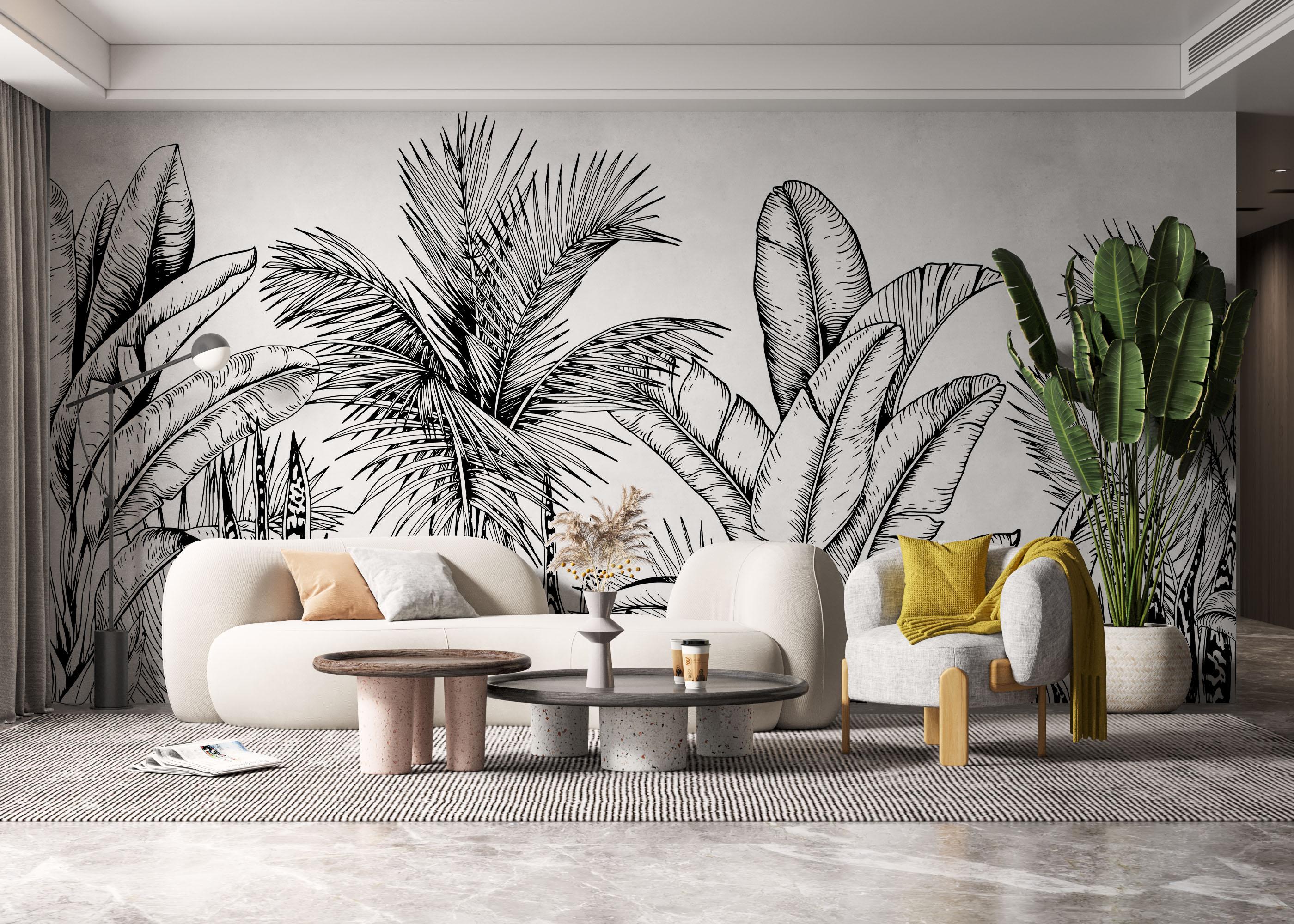 Fototapet Black White Jungle mockup 6