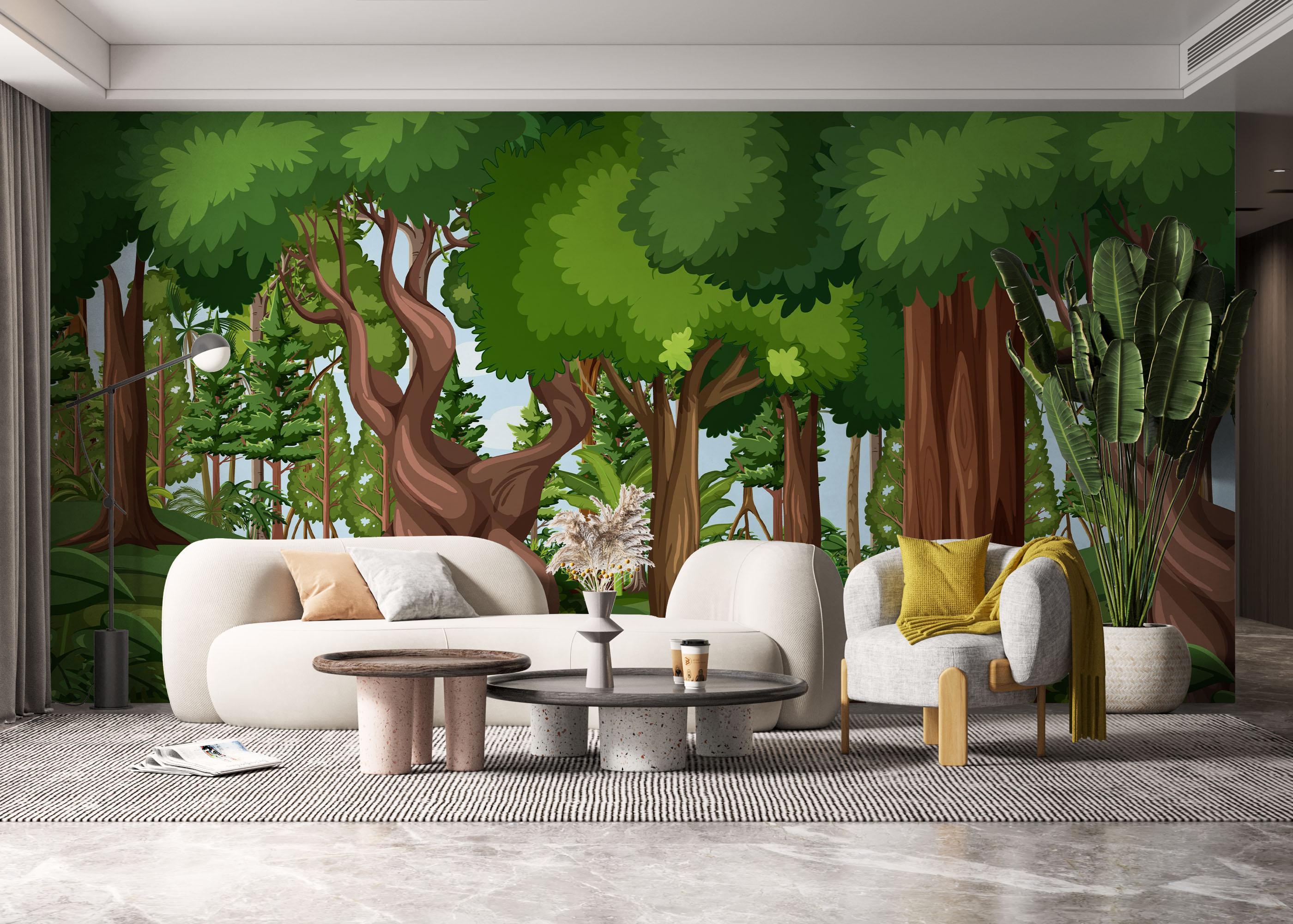 Fototapet Cantoon Jungle Tree mockup 6