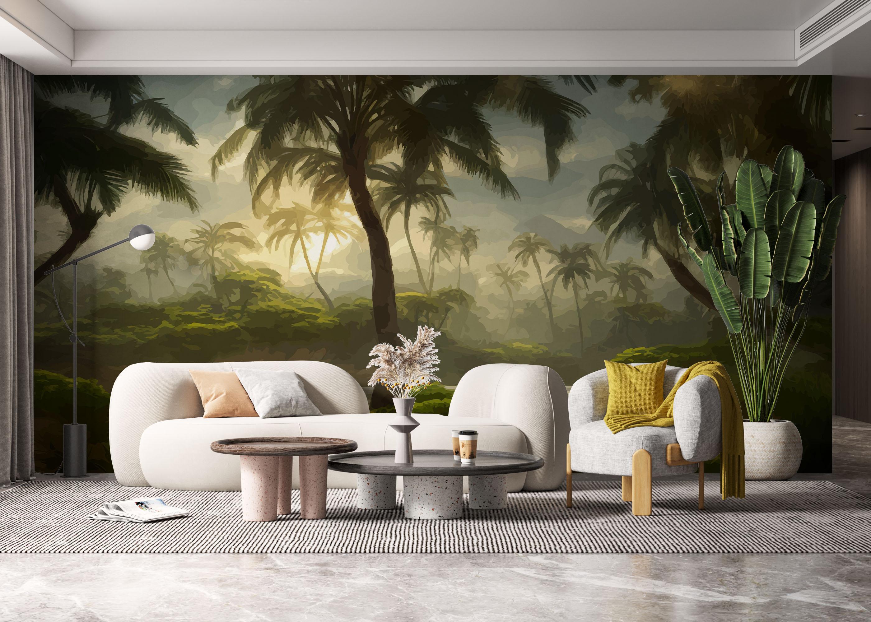 Fototapet Foggy Palm Jungle mockup 6