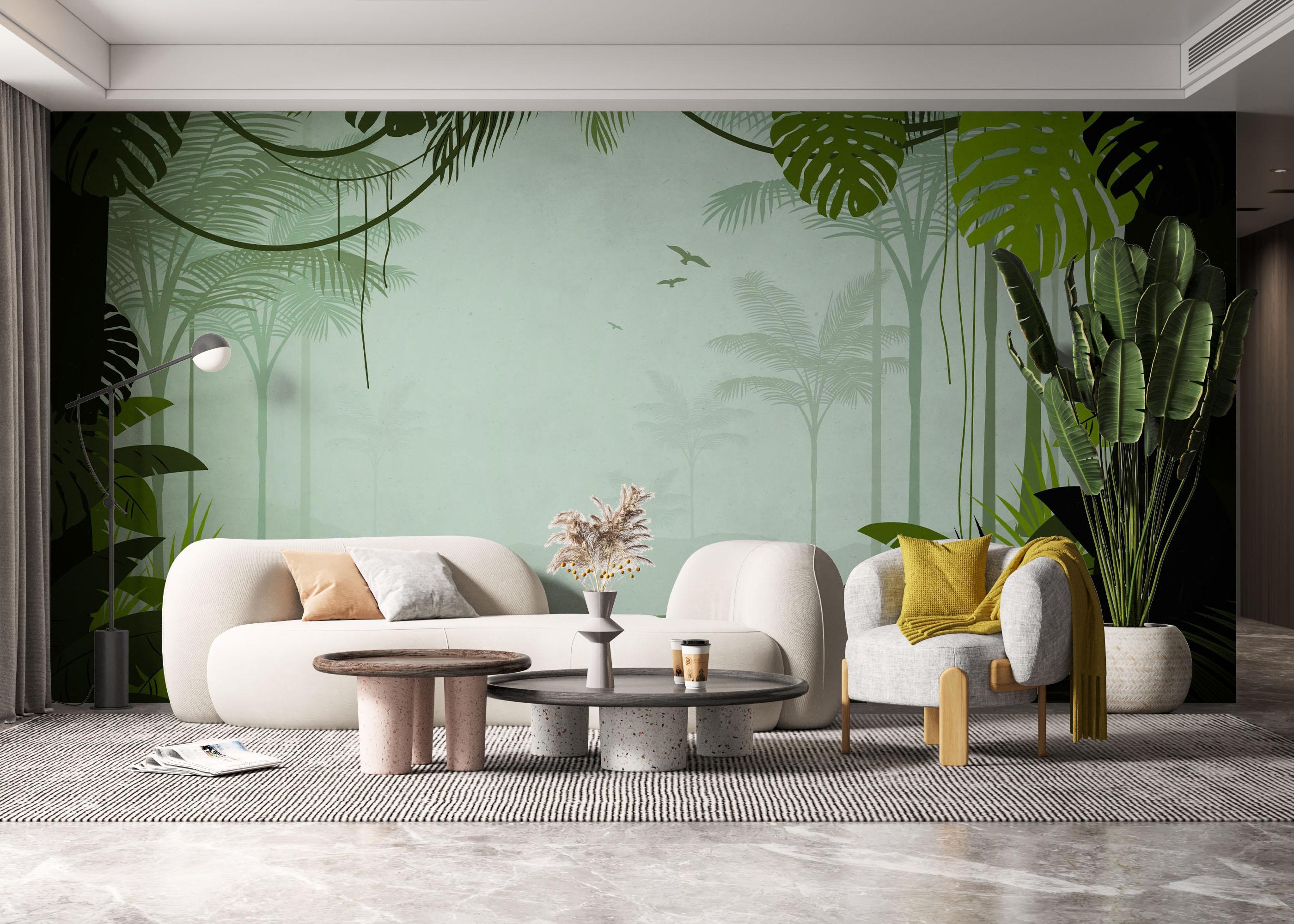 Fototapet Foggy View Jungle mockup 6